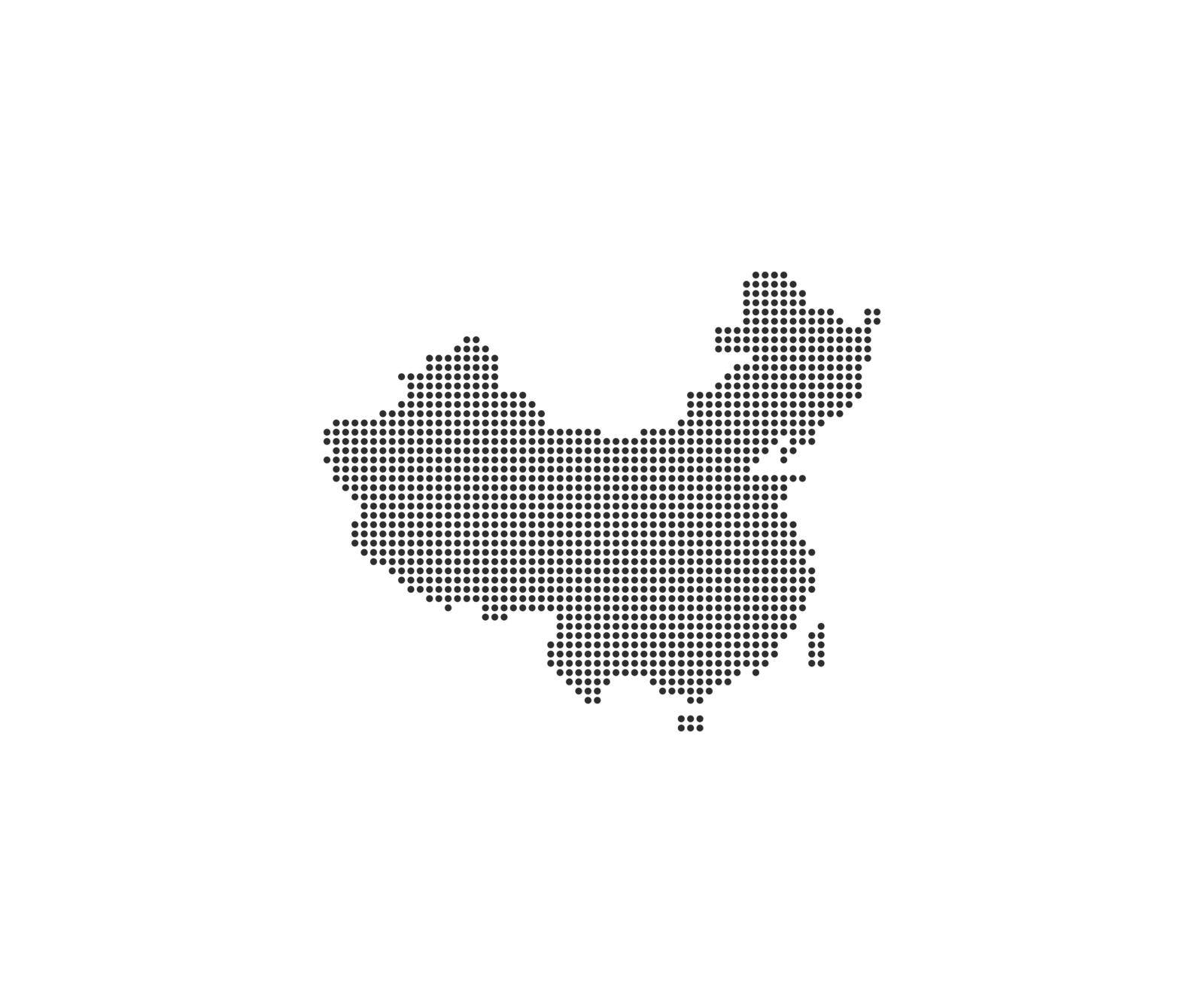 China, country, dotted map on white background. Vector illustration. by Vertyb
