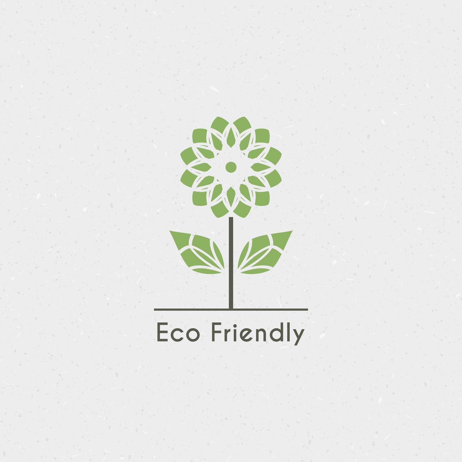 Ecological logo template. Vector flower emblem for eco foundations, organic products, natural food and medicine, green technology