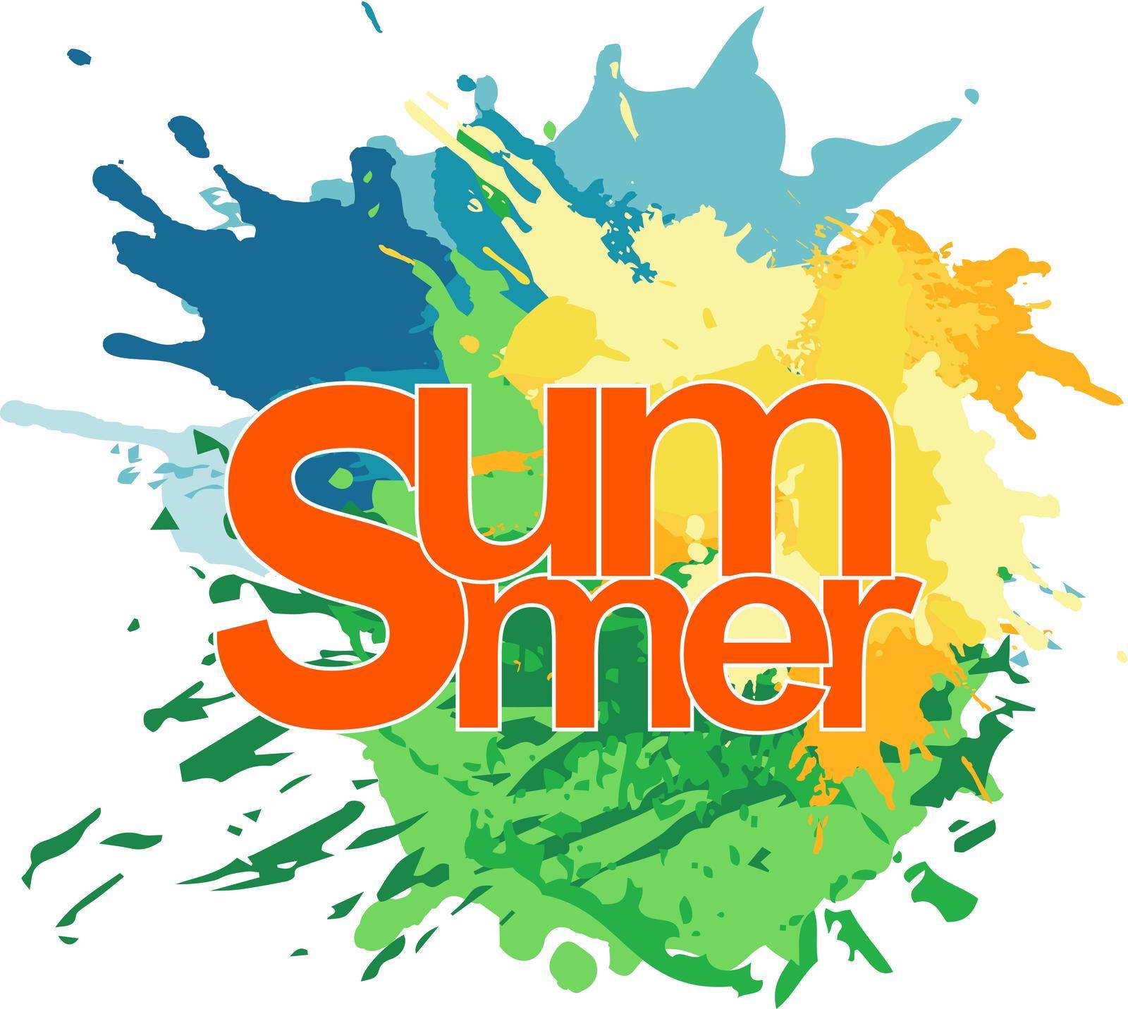 Summer calligraphy phrase greeting vector illustration on Watercolor imitation background