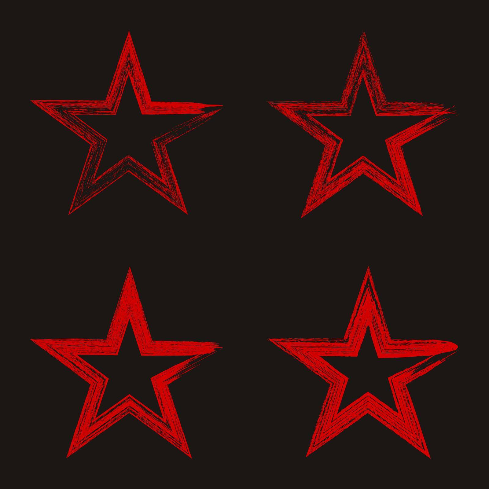 Red Star logo, sign. Set of stars for icons, badges