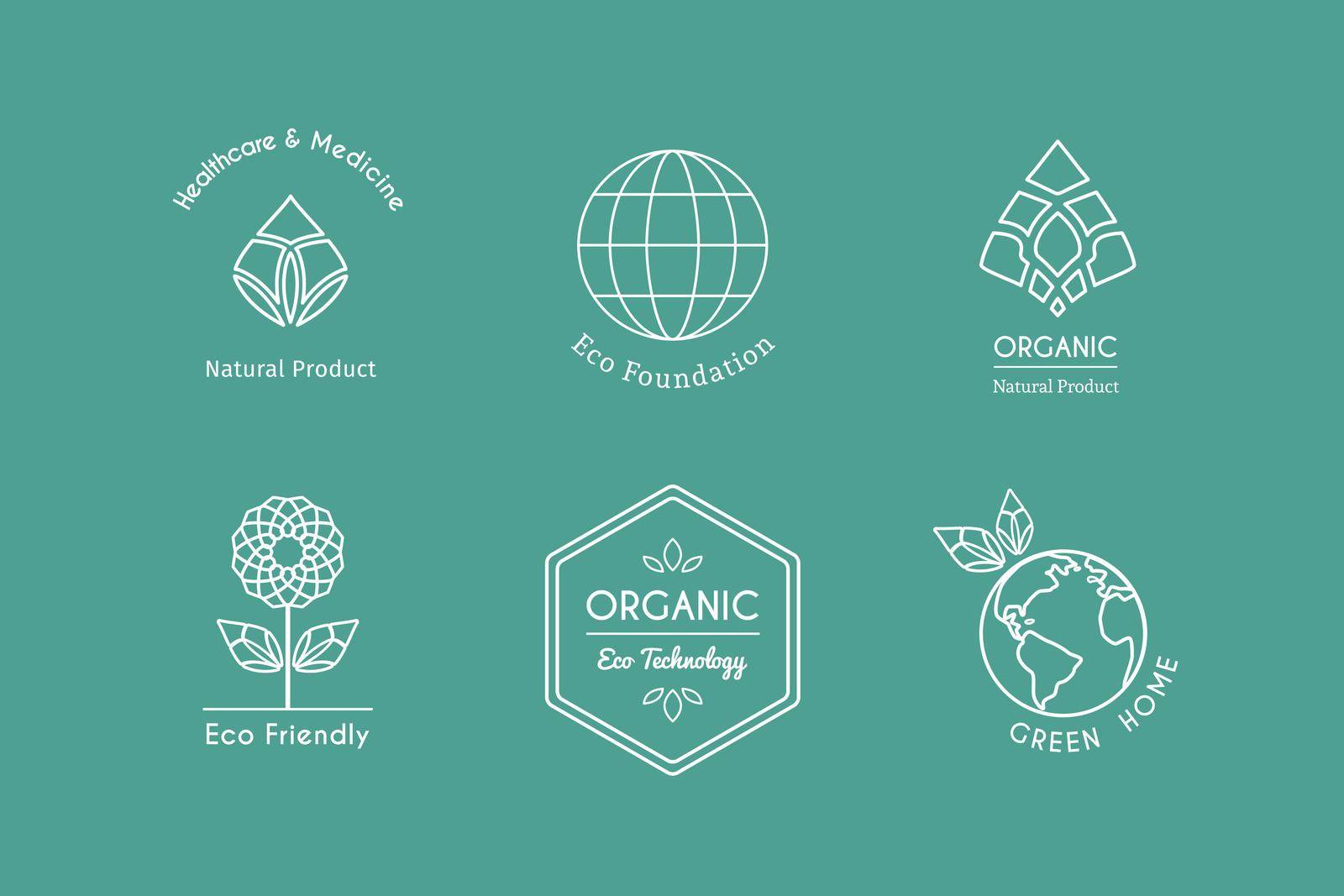 Ecological logo templates. Vector emblems for eco foundations, organic products, natural food and medicine, green technology