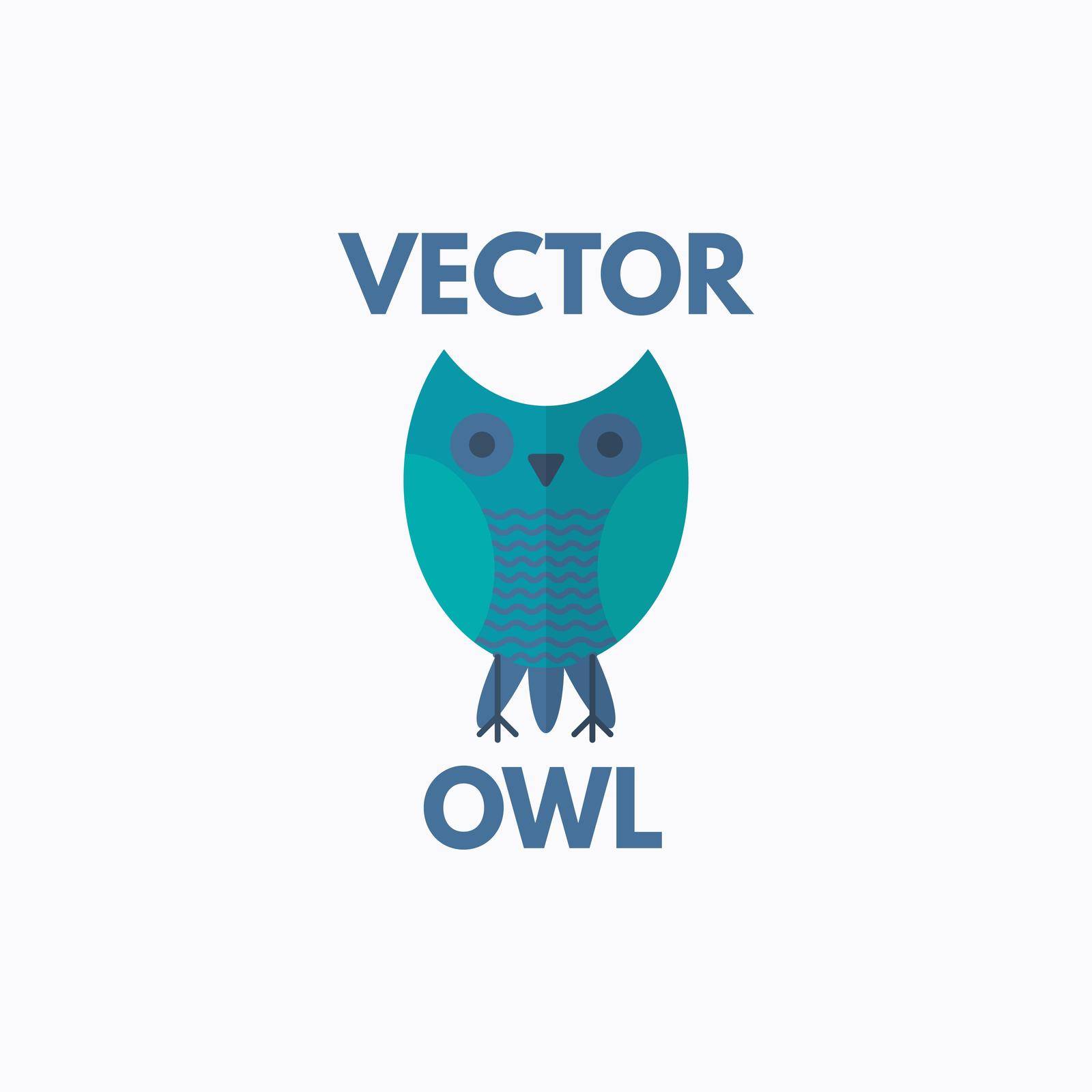 Intelligent owl logo template. Vector flat design