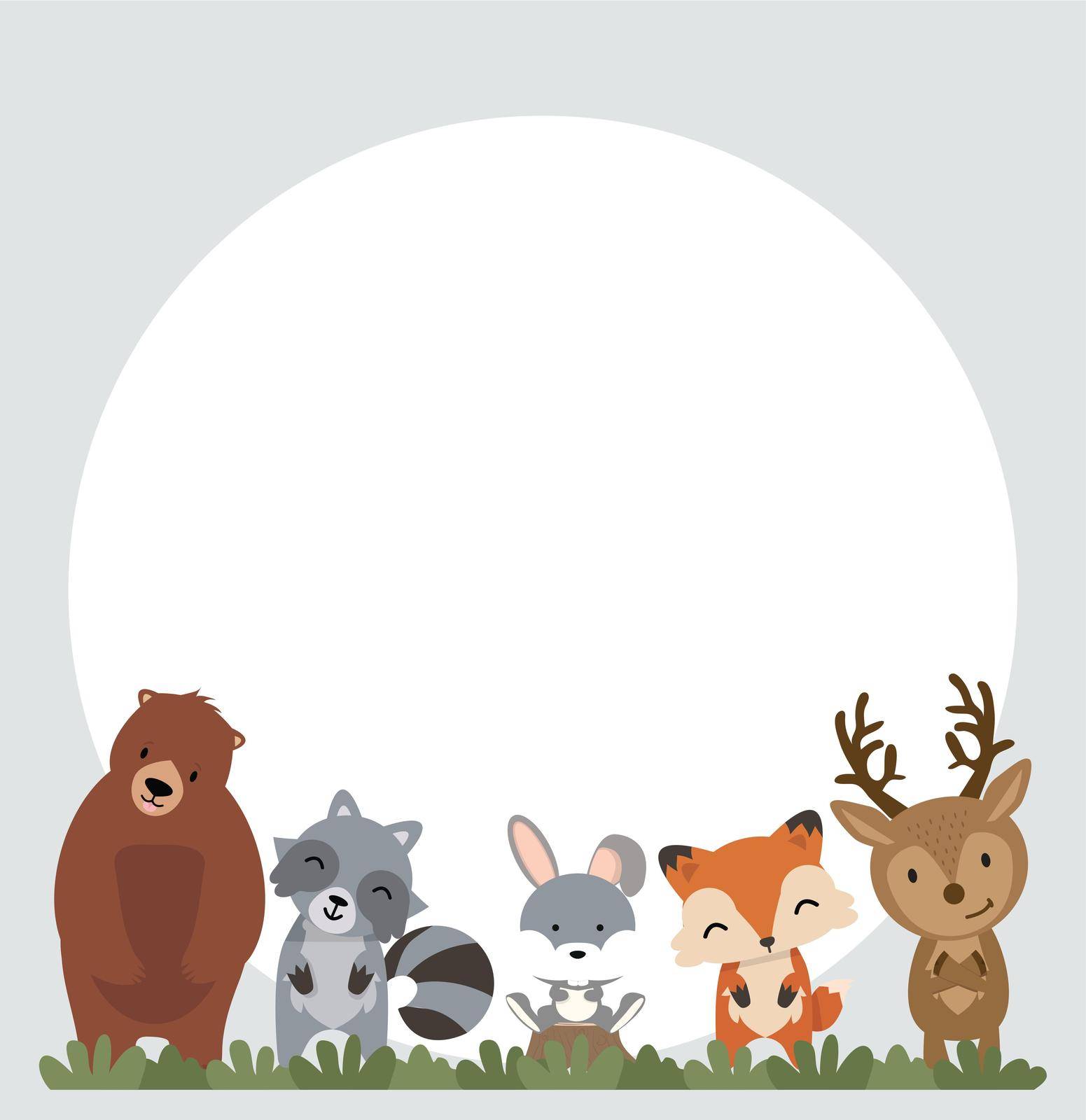 Set of woodland animals background by focus_bell