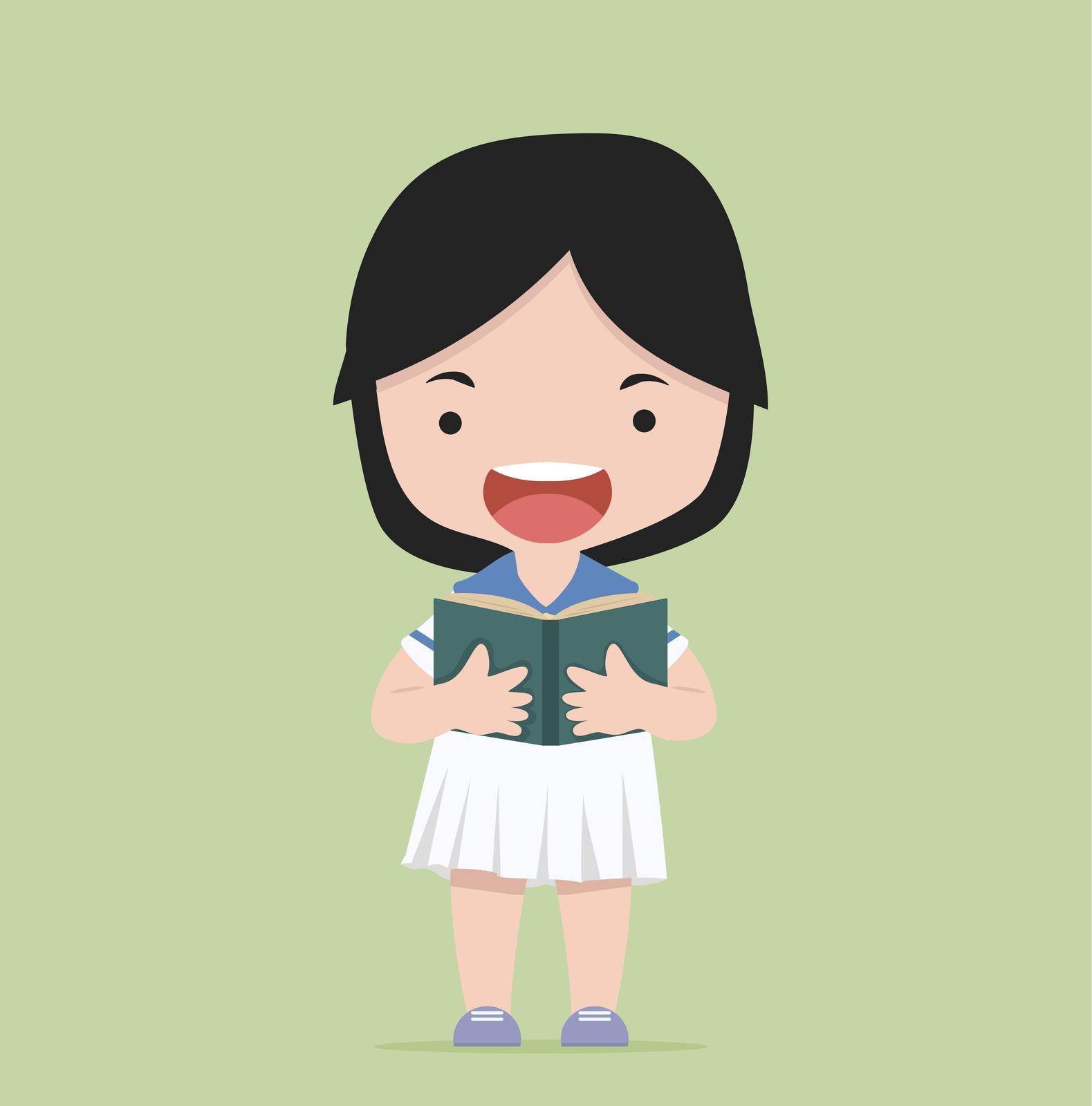 Small Girl Reading A Book vector by focus_bell