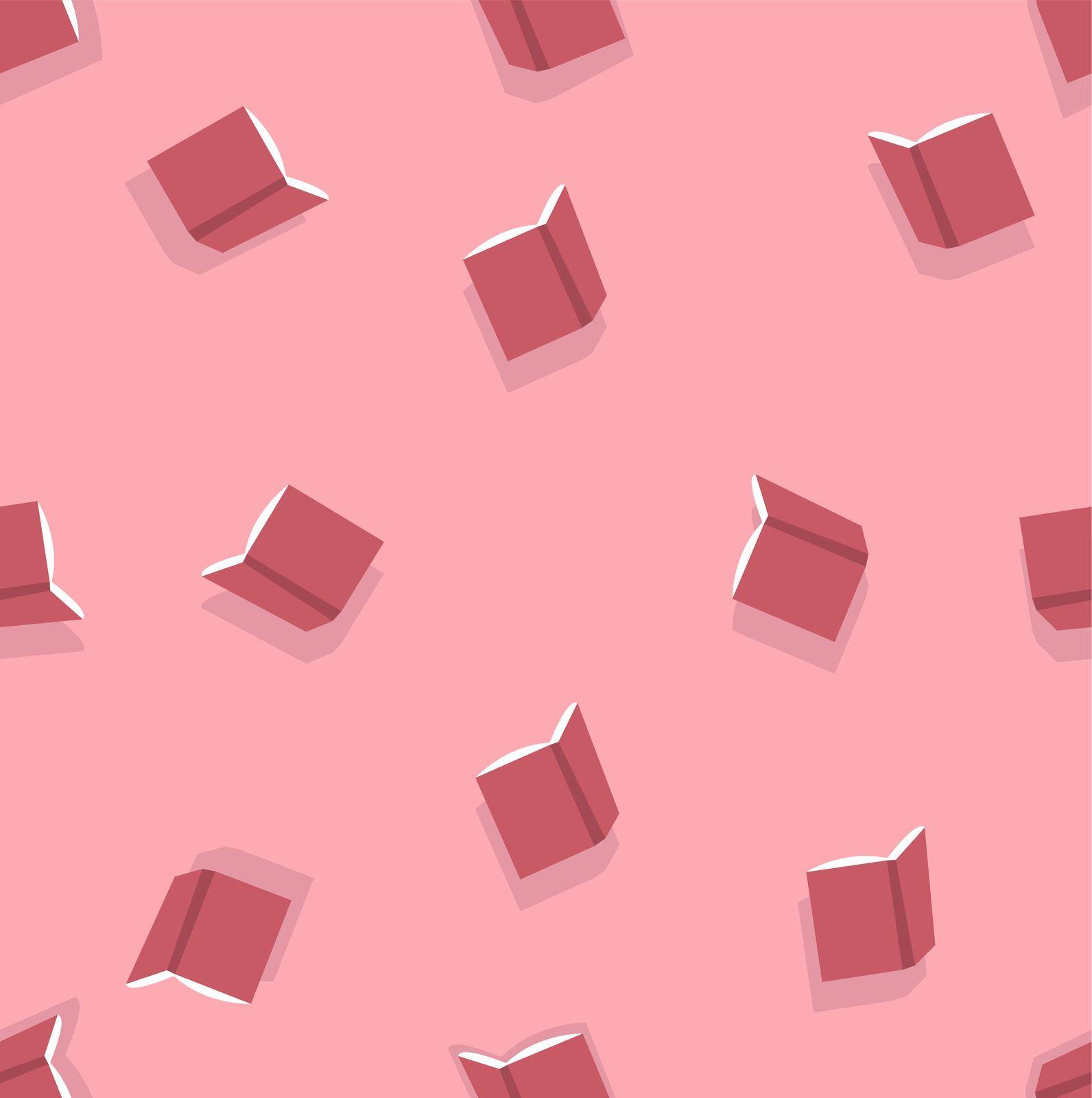 Red open books seamless pattern