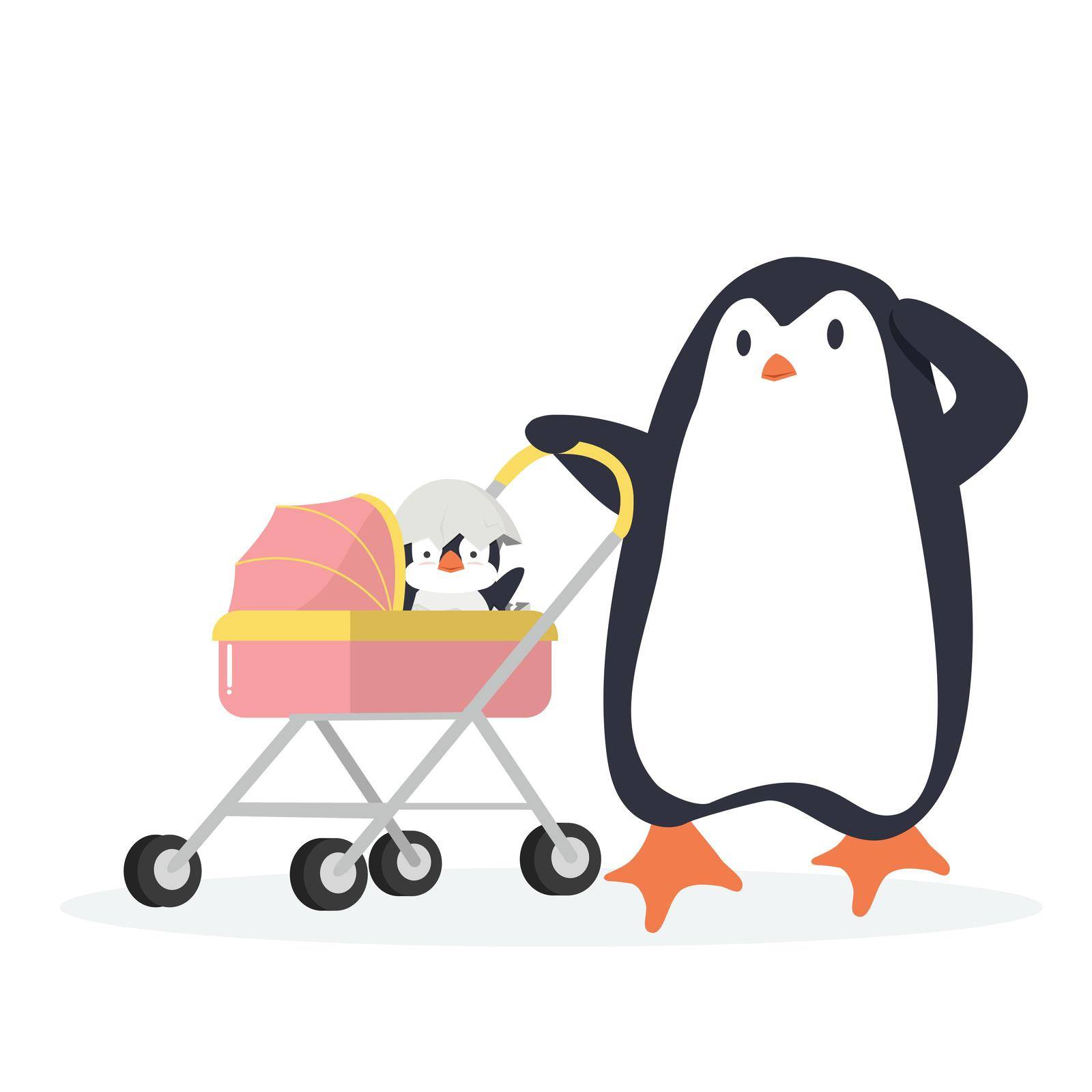 penguin with Baby penguin Carriage by focus_bell