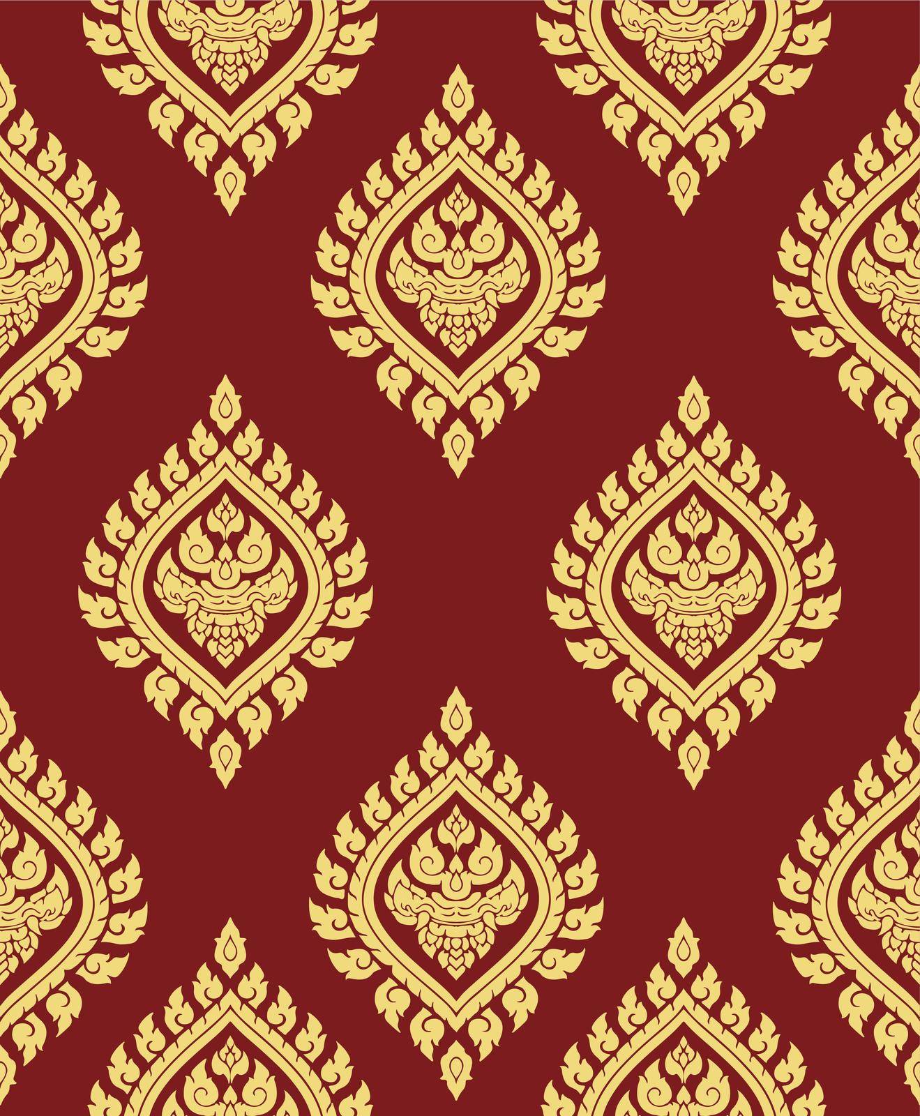 Line thai art seamless pattern background vector