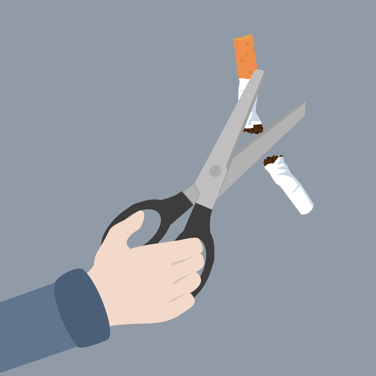 hand Scissors cutting a cigarrette