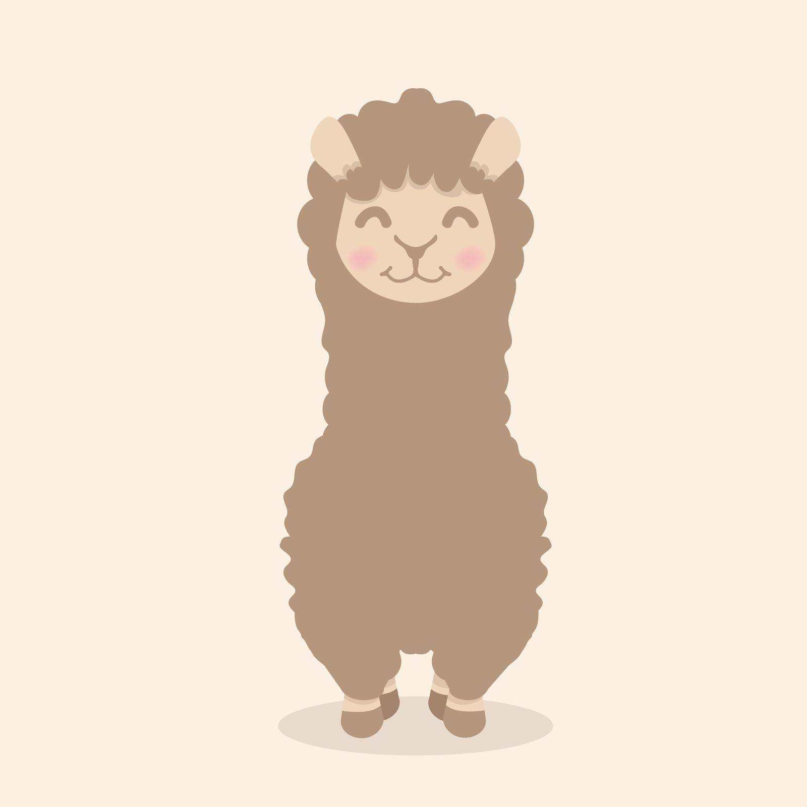 Cute alpaca  fluffy vector
