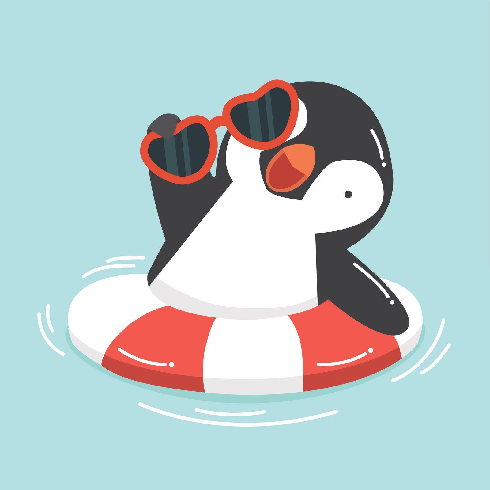 Cute Penguin swimming inflatable ring  by focus_bell