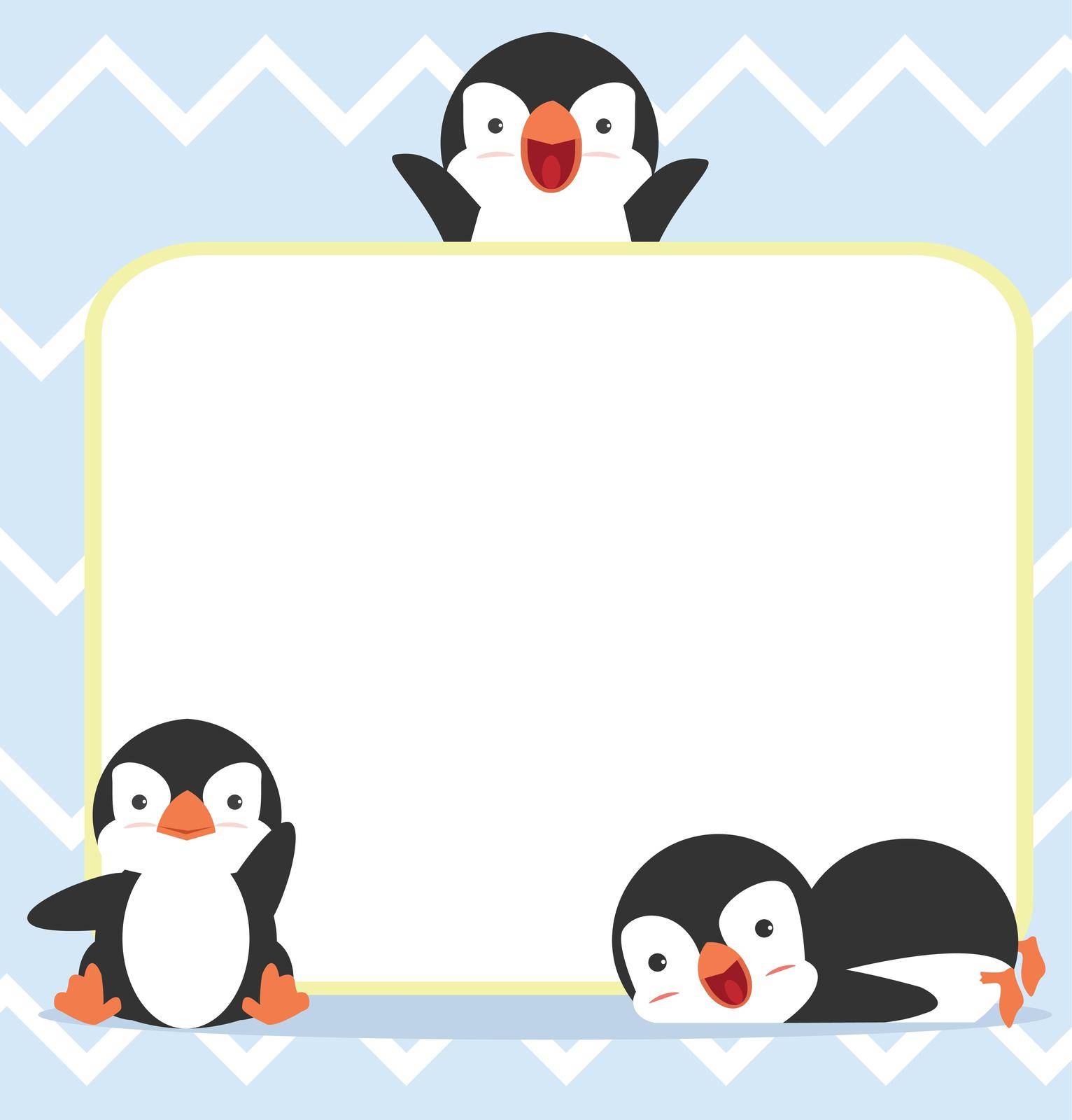 Cute Frame Border with Adorable Penguin  by focus_bell