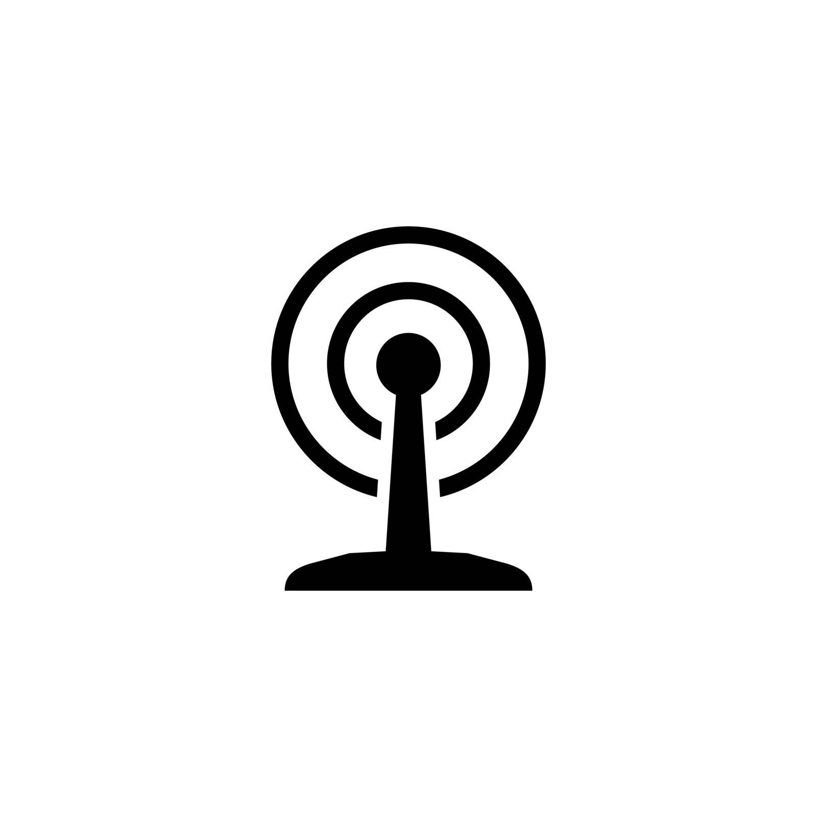 Broadcast Antenna. Flat Vector Icon. Simple black symbol on white background