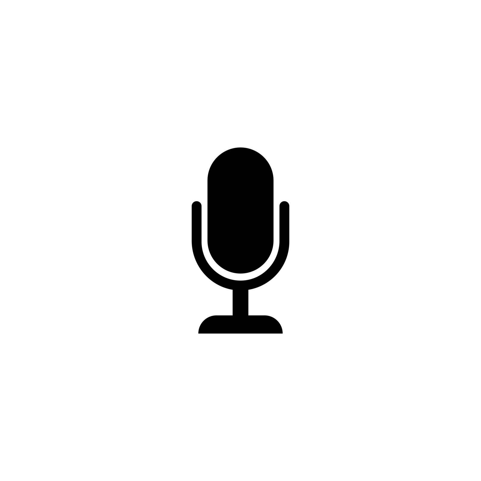 Microphone. Flat Vector Icon. Simple black symbol on white background