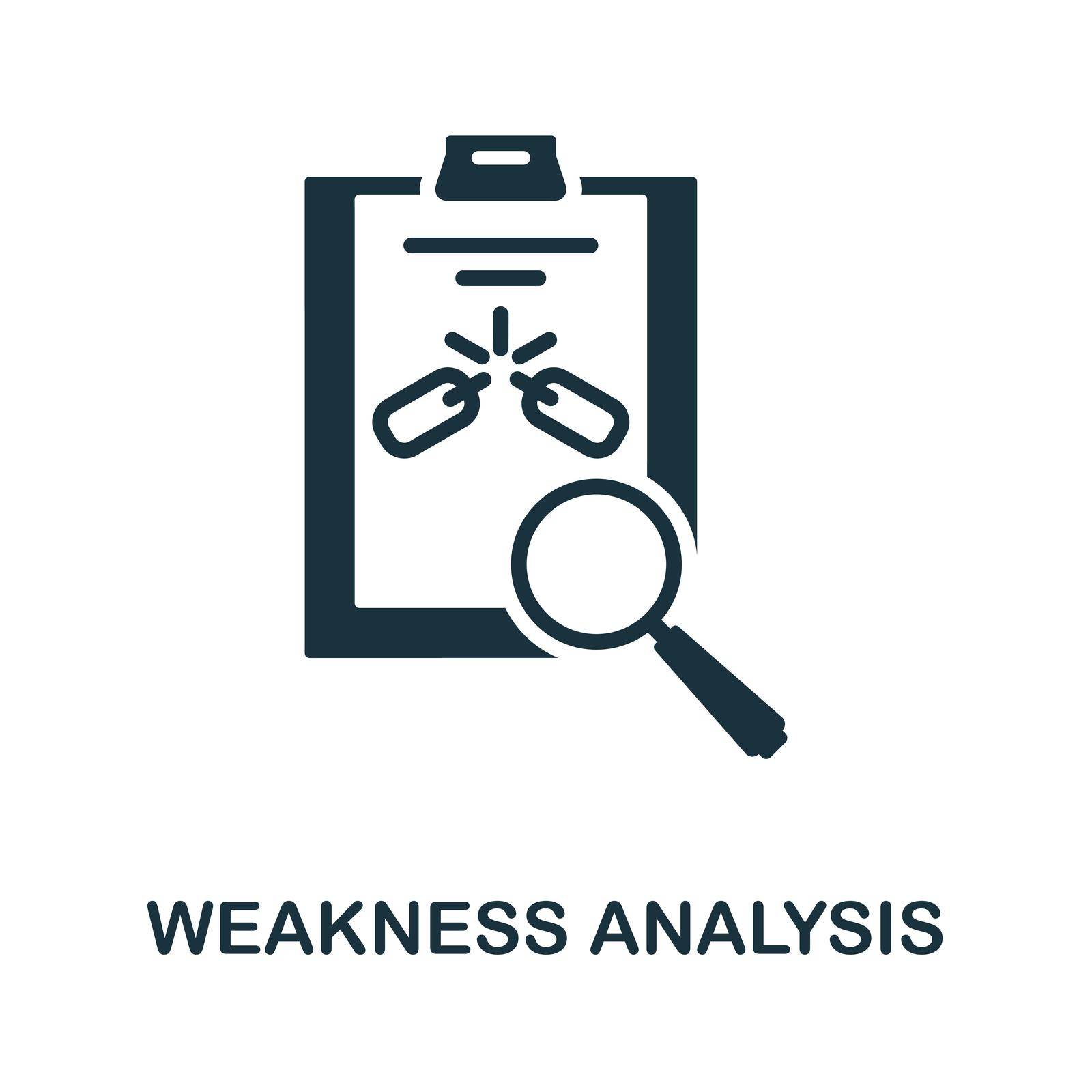 Weakness Analysis icon. Black sign from corporate development collection. Creative Weakness Analysis icon for web design, templates and infographics.