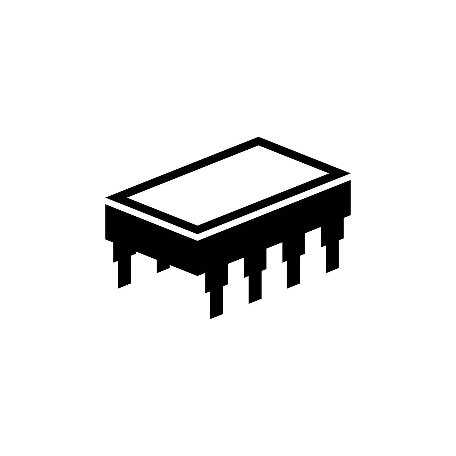 Microchip. Flat Vector Icon. Simple black symbol on white background