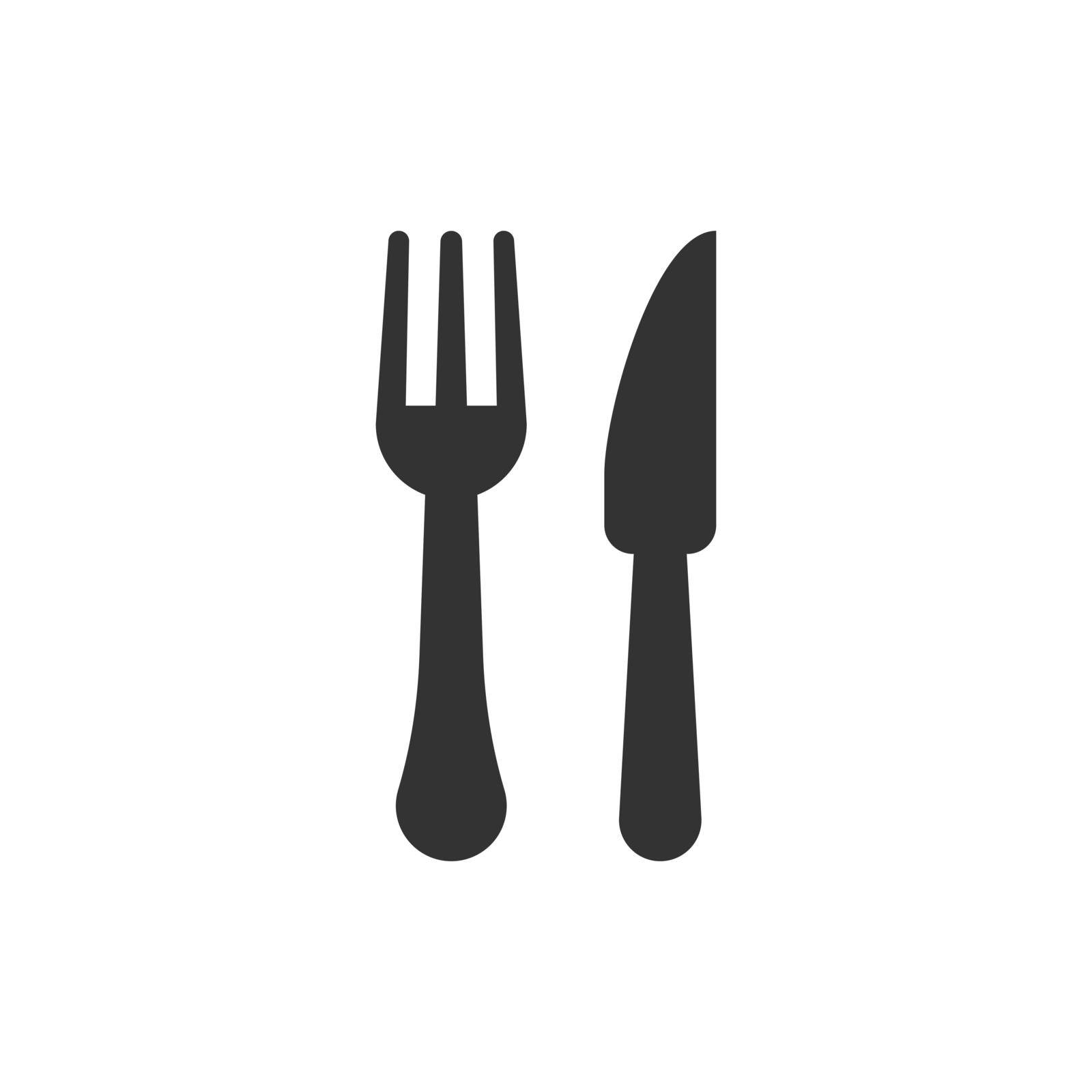 Fork and knife restaurant icon in flat style. Dinner equipment vector illustration on white isolated background. Restaurant business concept. by LysenkoA