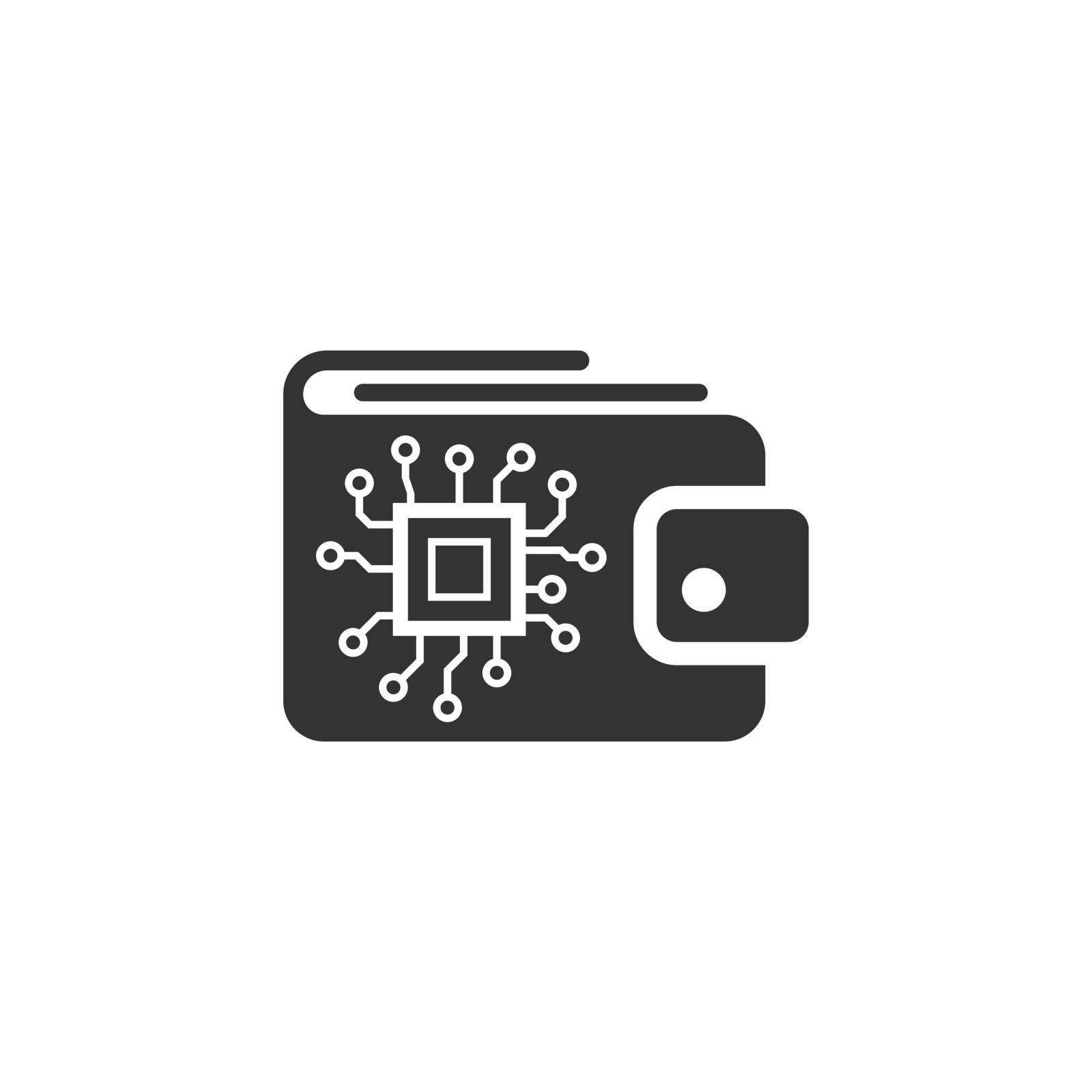 Digital wallet icon in flat style. Crypto bag vector illustration on white isolated background. Online finance, e-commerce business concept.