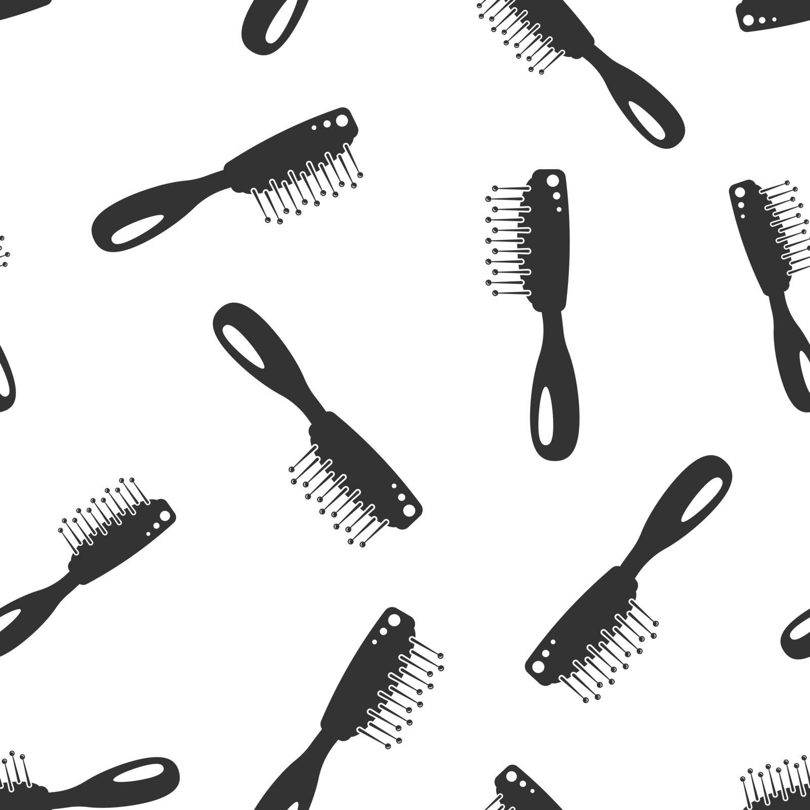 Hair brush icon seamless pattern background. Comb accessory vector illustration. Hairbrush symbol pattern. by LysenkoA