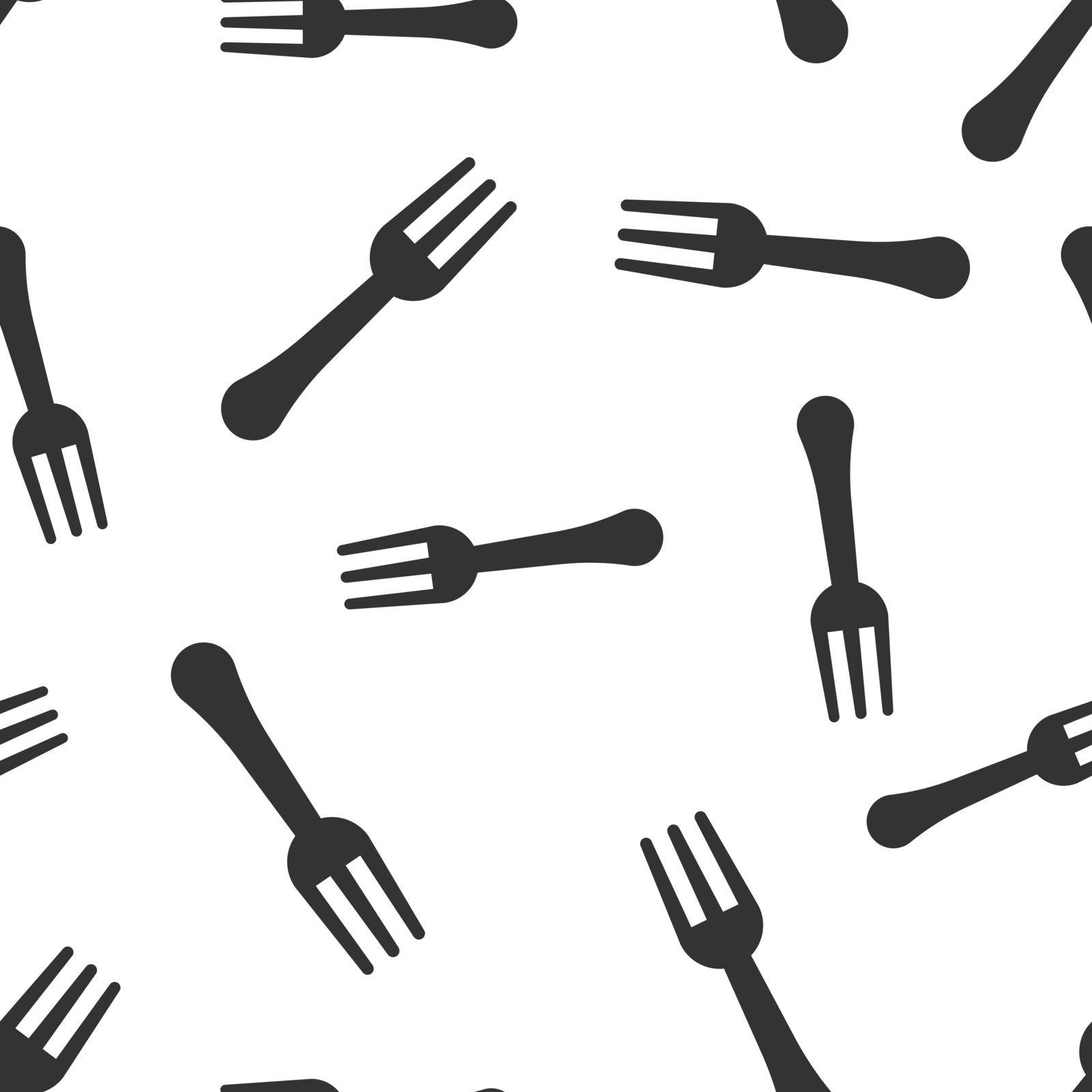 Fork restaurant icon seamless pattern background. Dinner equipment vector illustration. Restaurant symbol pattern. by LysenkoA