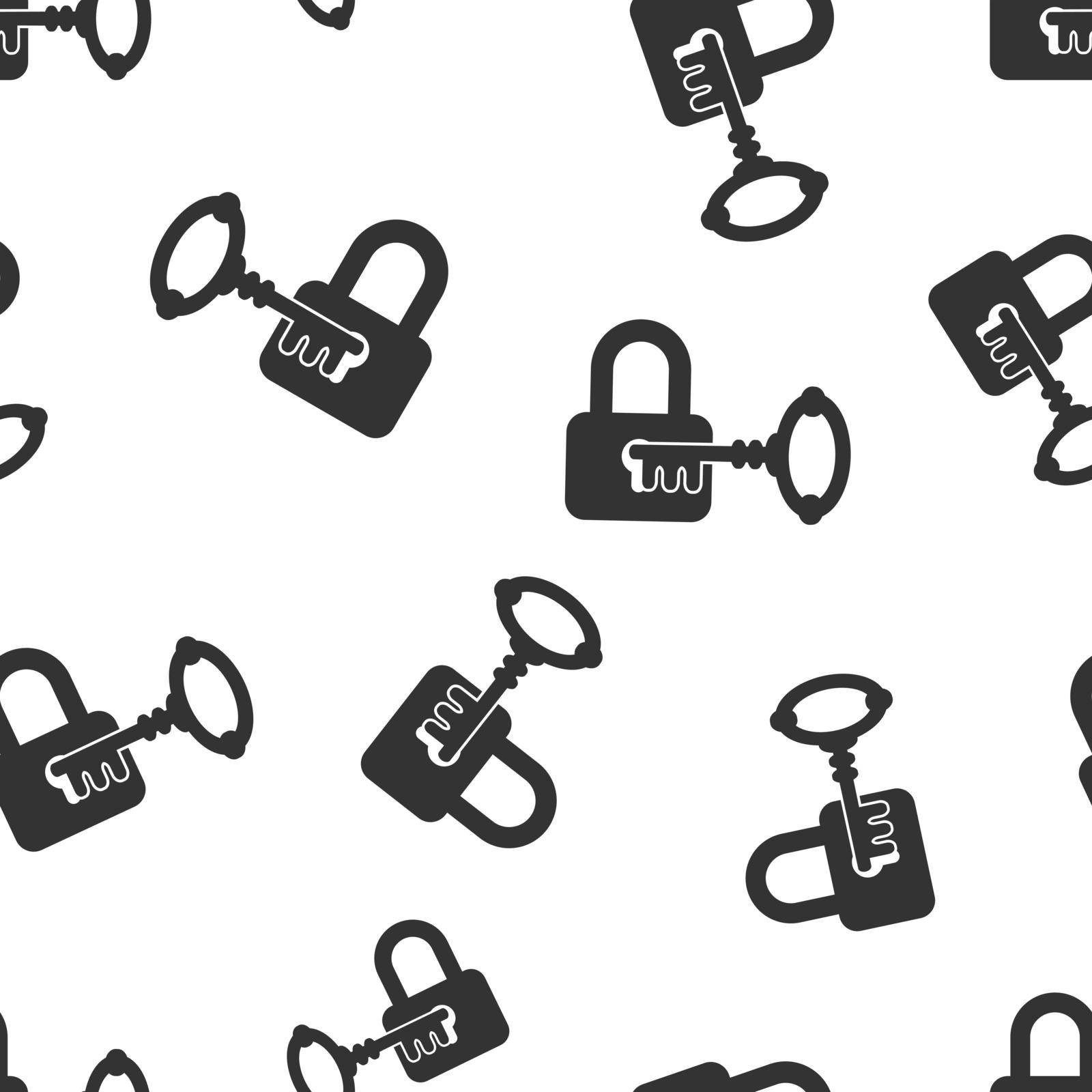 Key with padlock icon seamless pattern background. Access login vector illustration. Lock keyhole symbol pattern. by LysenkoA