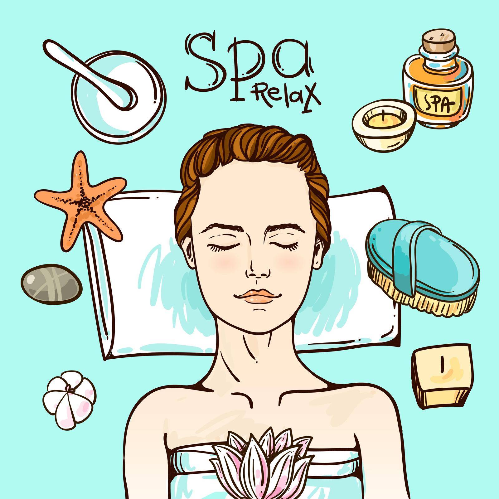 Spa woman waiting spa massage her face. by steshnikova