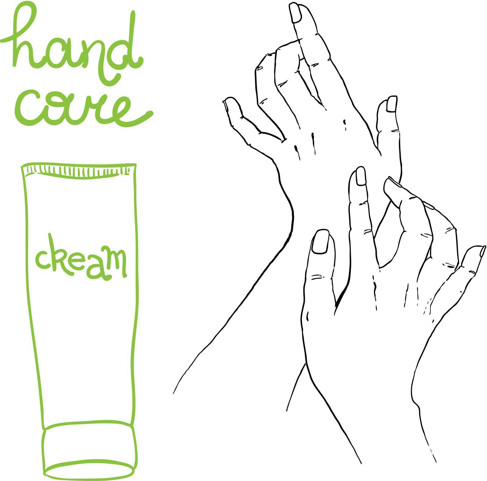 Beautiful hand drawn illustration for your design hand care