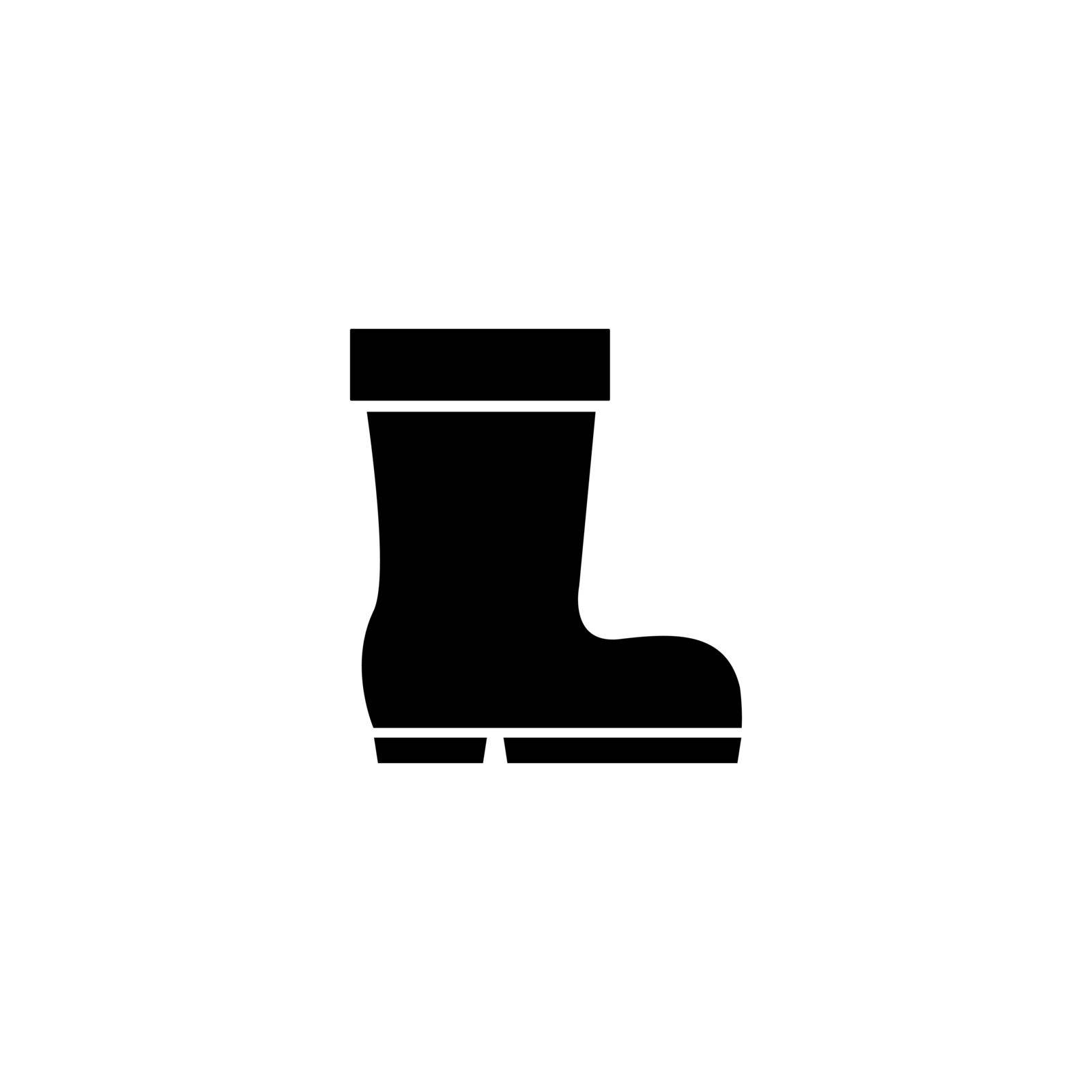 Wellington Boot, Rubber Shoe Footwear. Flat Vector Icon illustration. Simple black symbol on white background. Wellington Boot, Rubber Shoe Footwear sign design template for web and mobile UI element