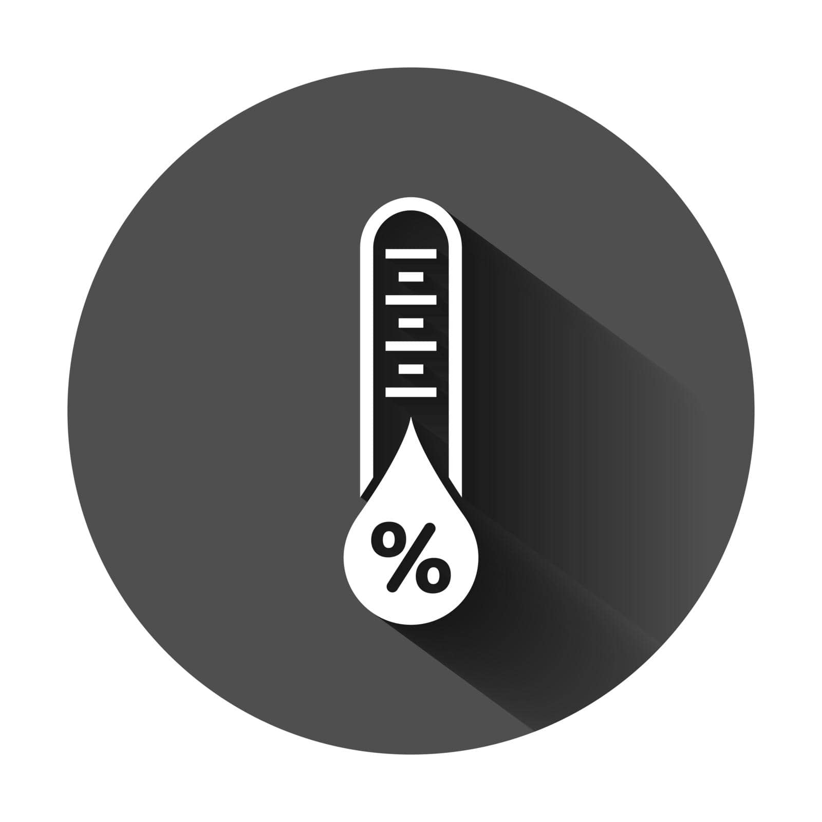 Humidity icon in flat style. Climate vector illustration on black round background with long shadow. Temperature forecast business concept.