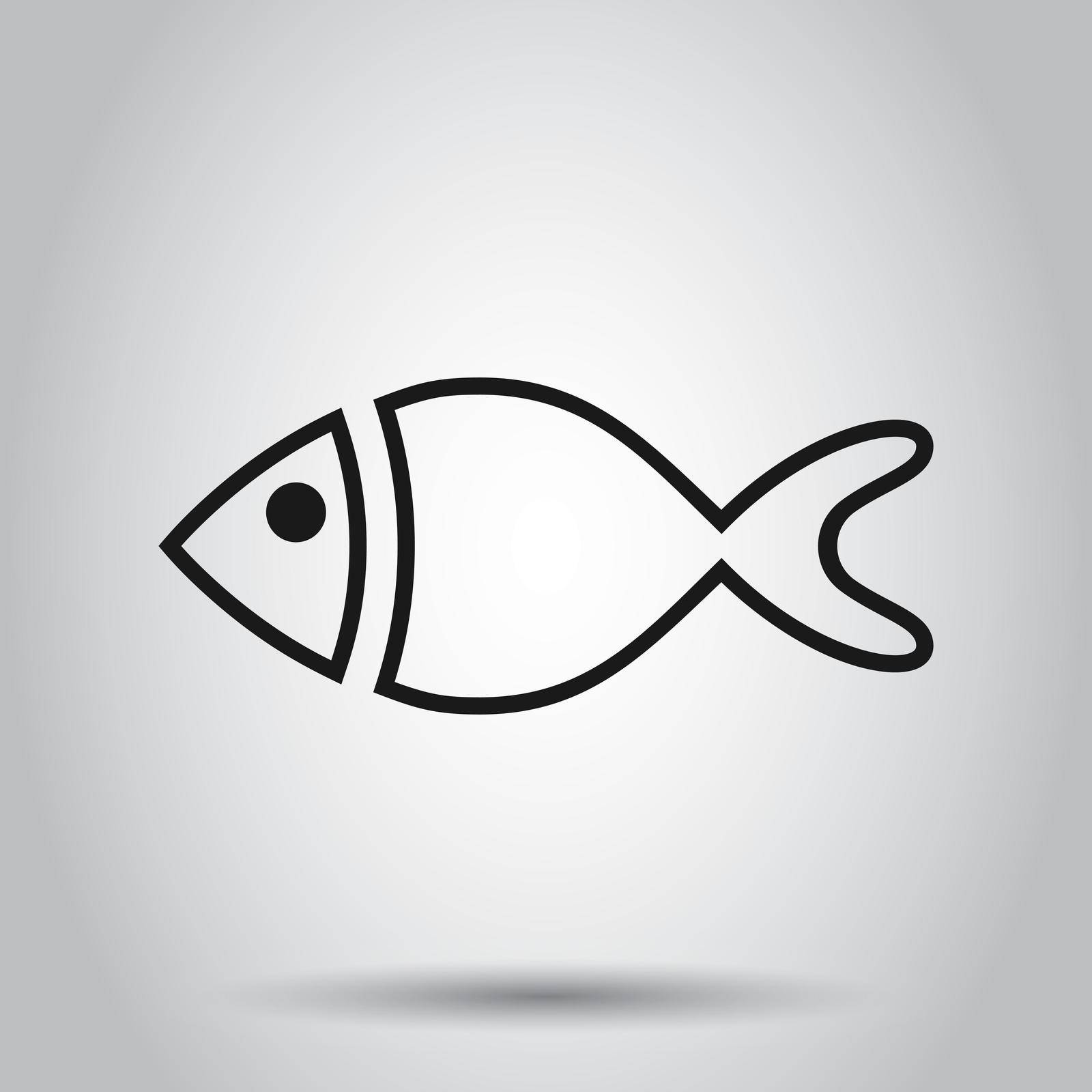 Fish sign icon in flat style. Goldfish vector illustration on isolated background. Seafood business concept. by LysenkoA