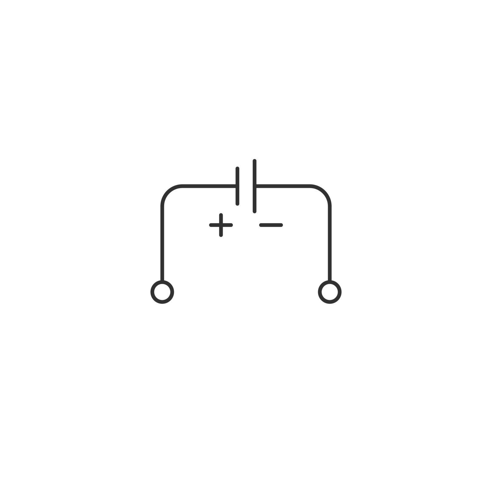 Electric scheme of electrical source contact icon. Plus minus Outline illustration of electric scheme vector icon for web design isolated