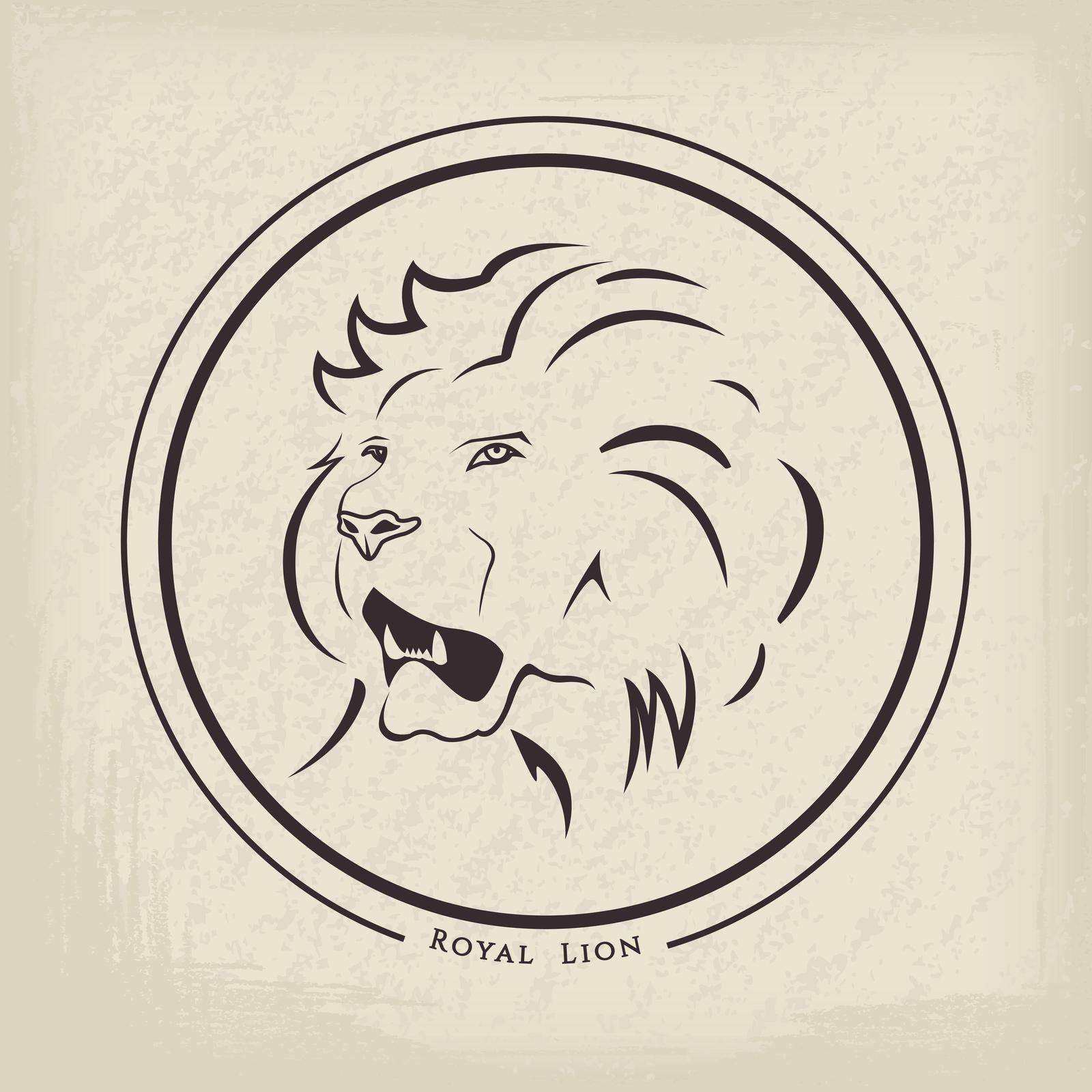 Lion emblem on grunge background. Vector illustration