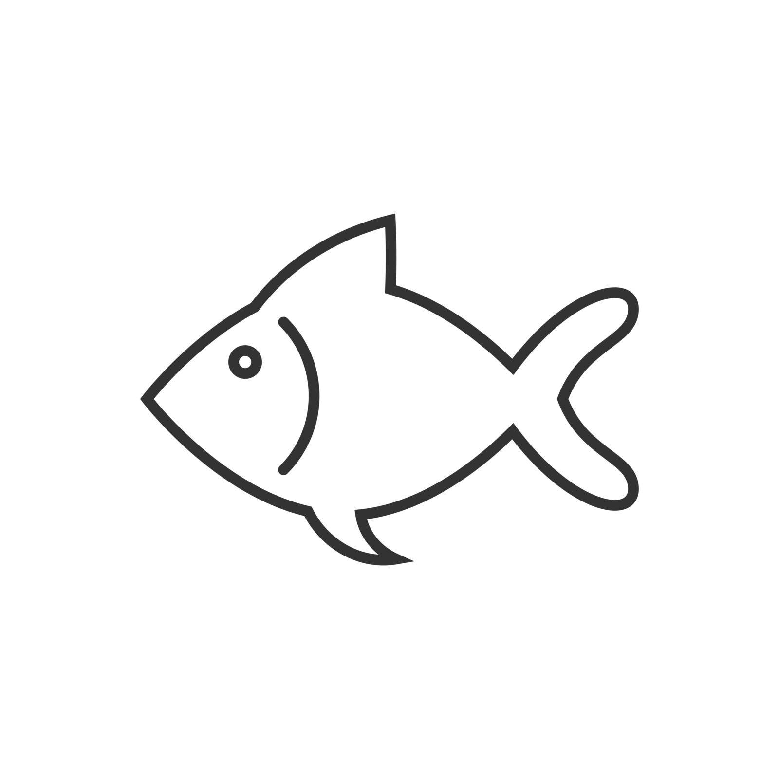 Fish sign icon in flat style. Goldfish vector illustration on white isolated background. Seafood business concept. by LysenkoA