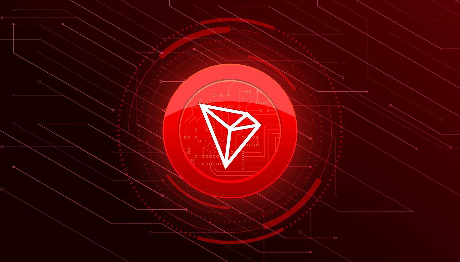 Tron (TRX) banner. TRX coin cryptocurrency concept banner background.
