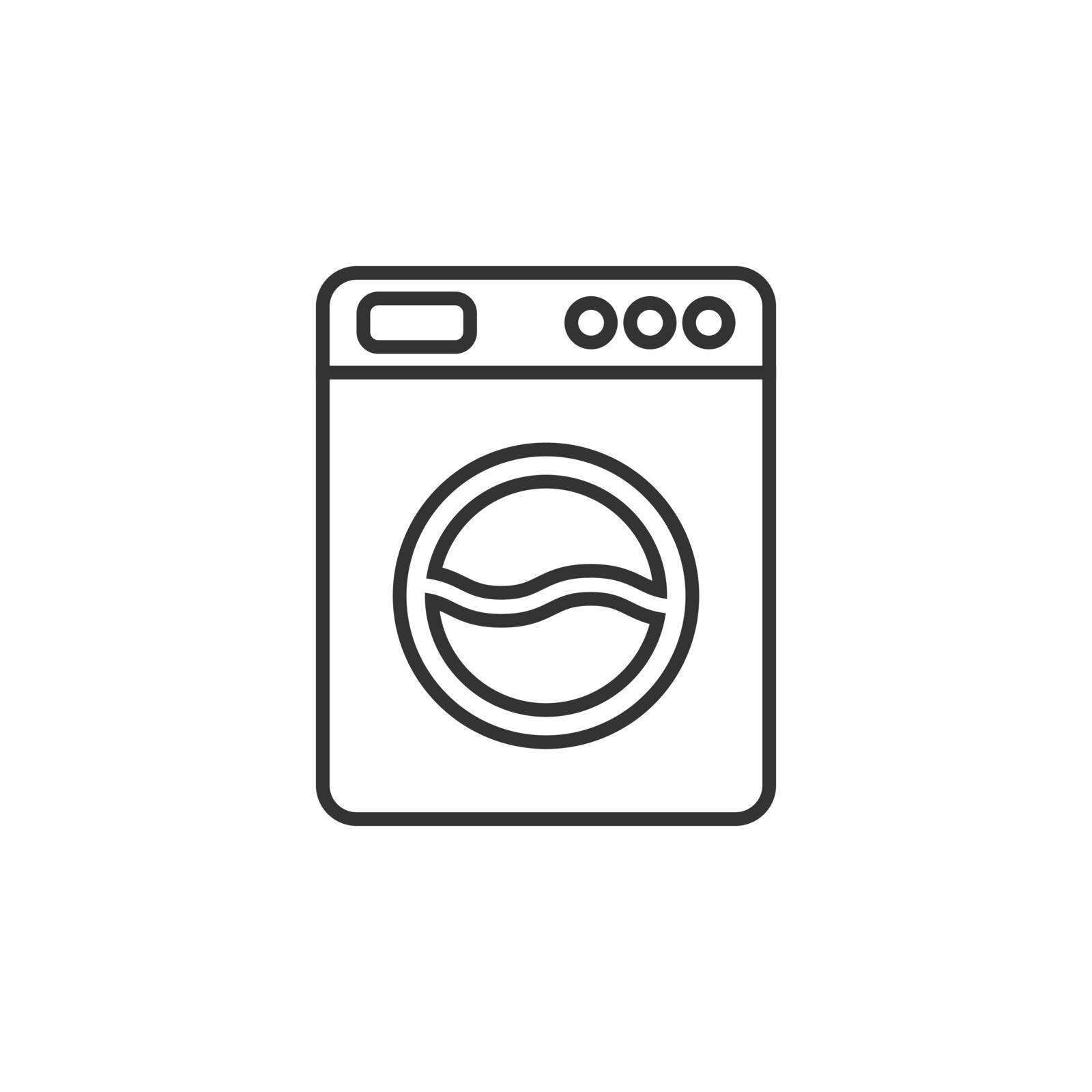 Washing machine icon in flat style. Washer vector illustration on white isolated background. Laundry business concept. by LysenkoA