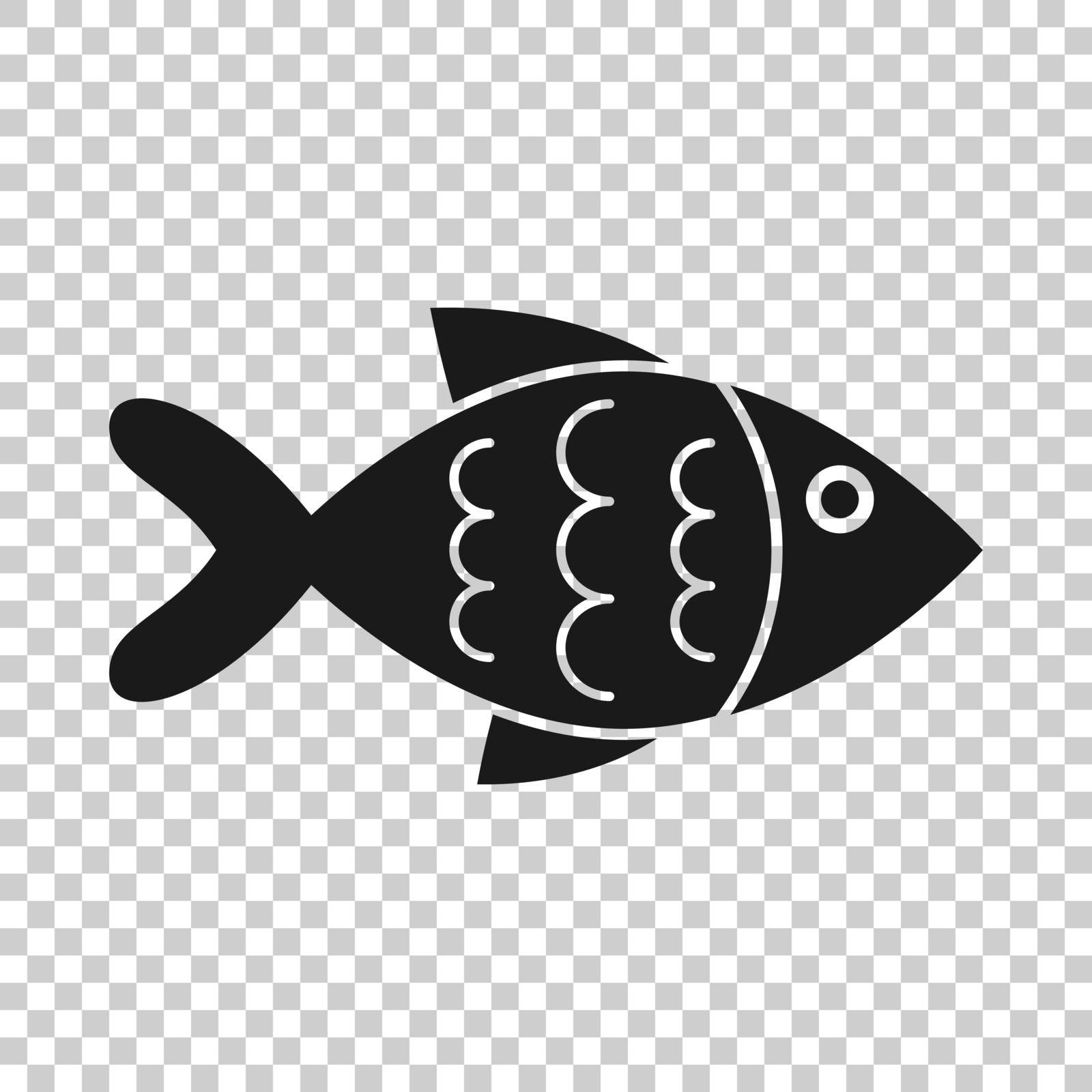 Fish sign icon in transparent style. Goldfish vector illustration on isolated background. Seafood business concept.