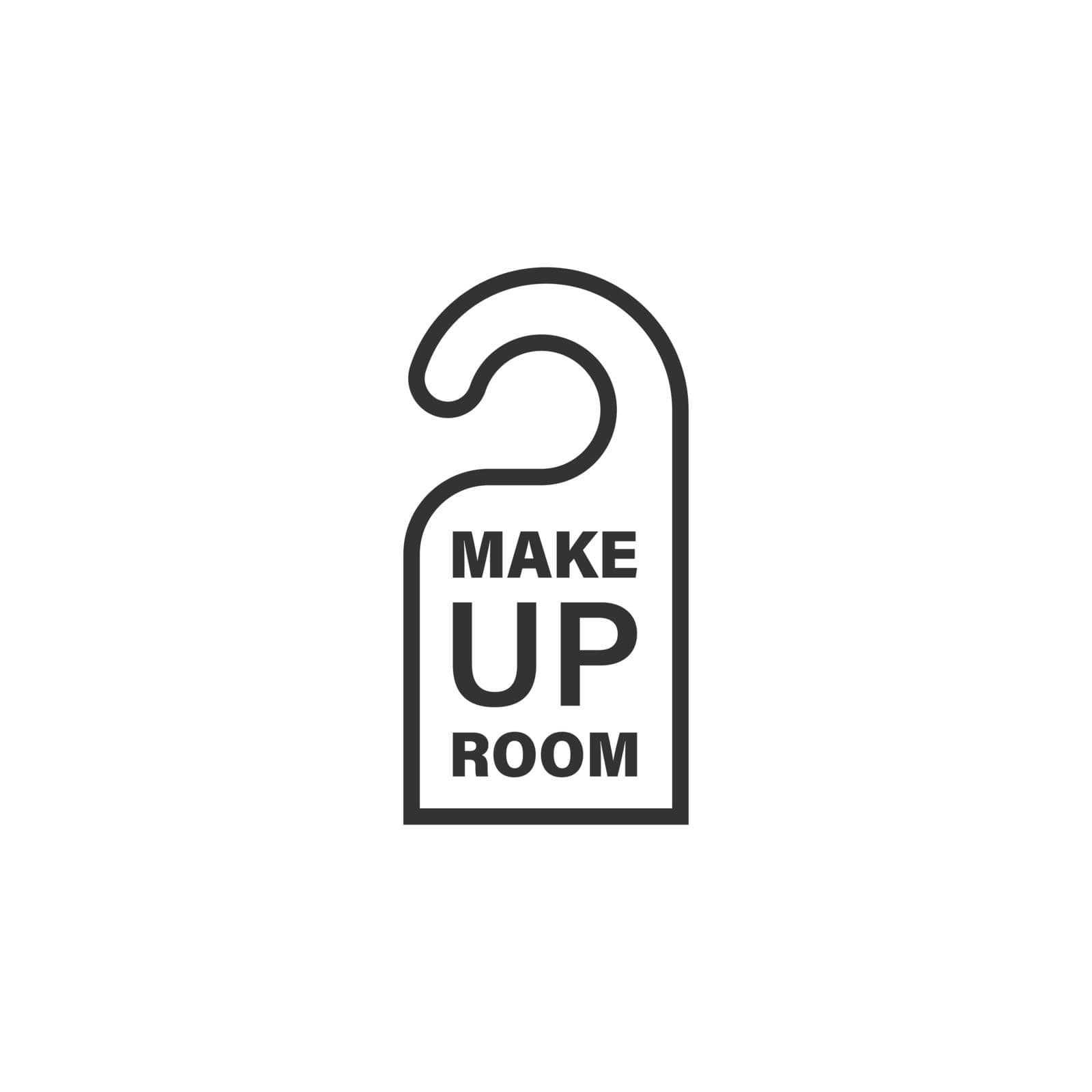 Make up room hotel sign icon in flat style. Inn vector illustration on white isolated background. Hostel clean business concept. by LysenkoA