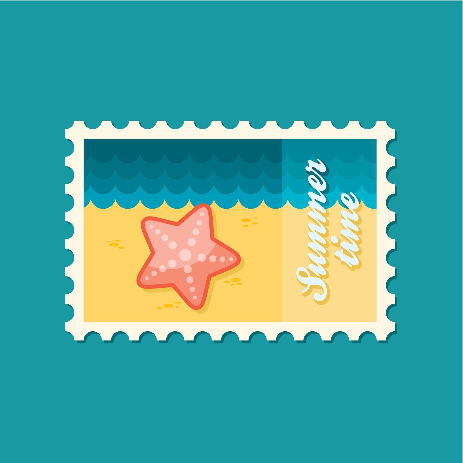 Starfish flat stamp, vector illustration eps 10
