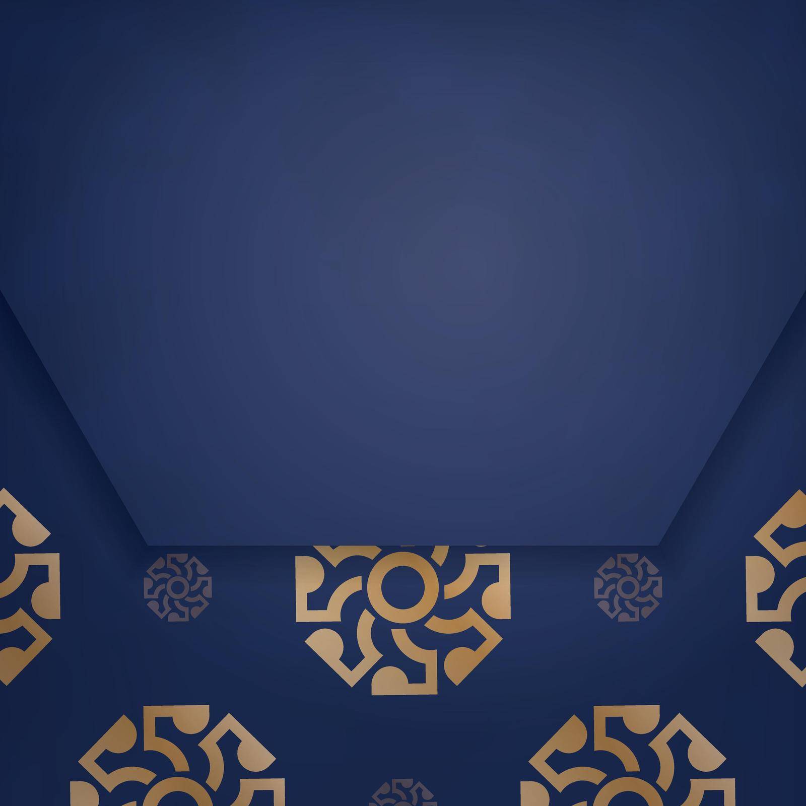 Business card in dark blue with Indian gold pattern for your brand.