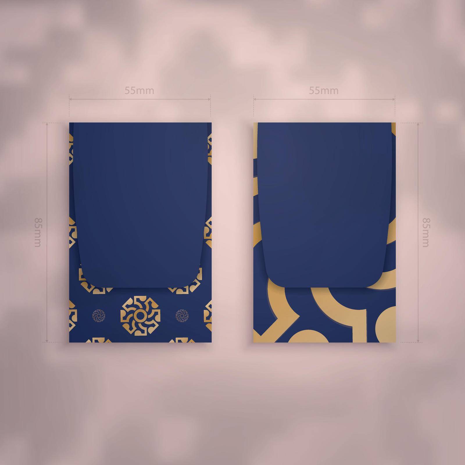 Visiting business card in dark blue color with luxurious gold ornaments for your business.