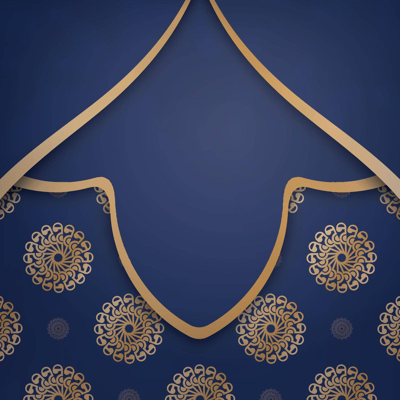 Business card template in dark blue with luxurious gold ornaments for your brand.