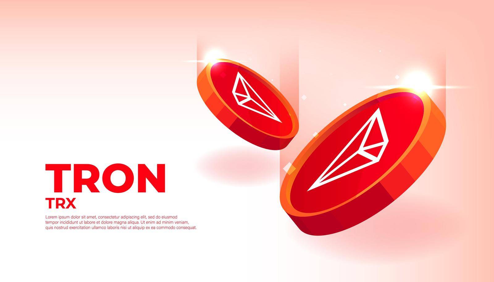 Tron (TRX) banner. TRX coin cryptocurrency concept banner background.