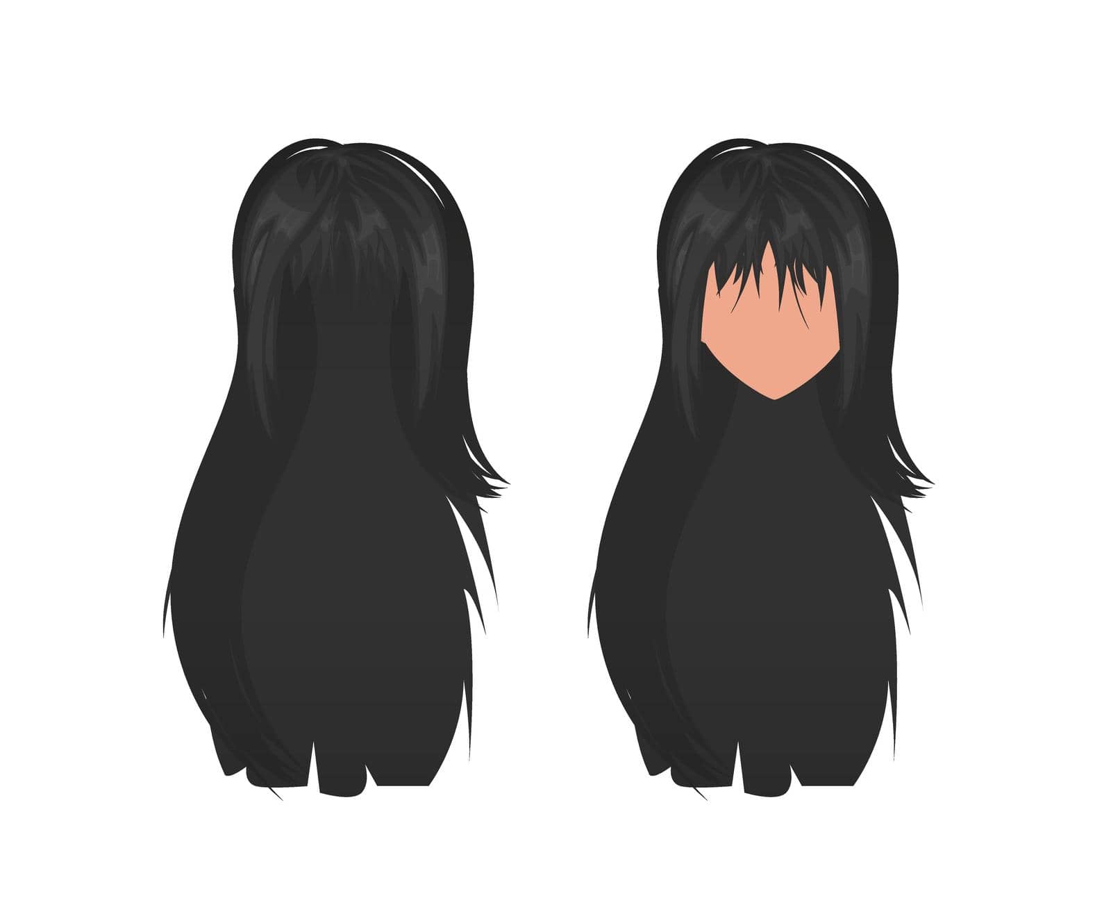 Set for modeling the face of a beautiful young girl. Haircut and hairstyle. Vector illustration.