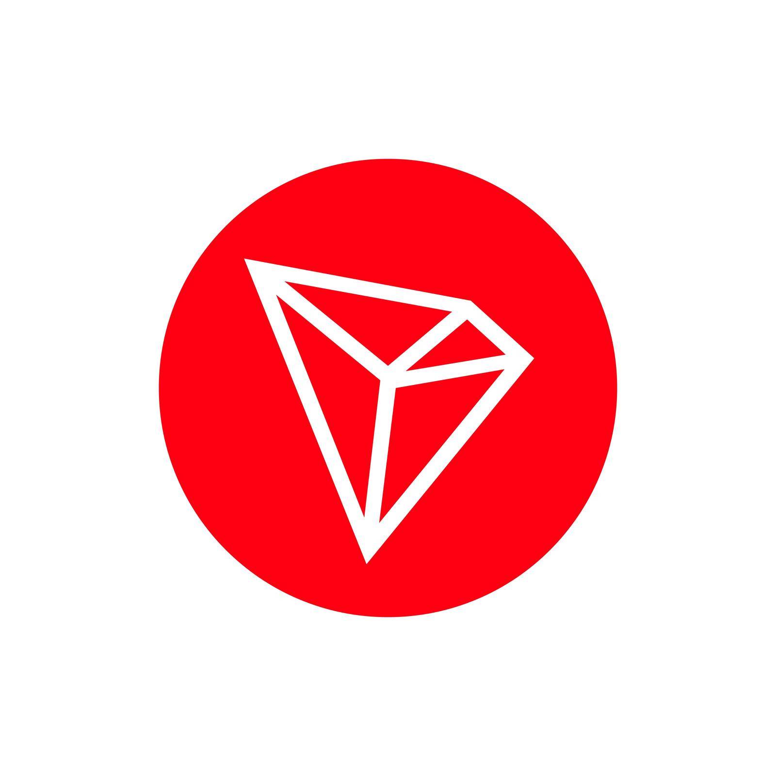 Tron (TRX) coin icon isolated on white background.