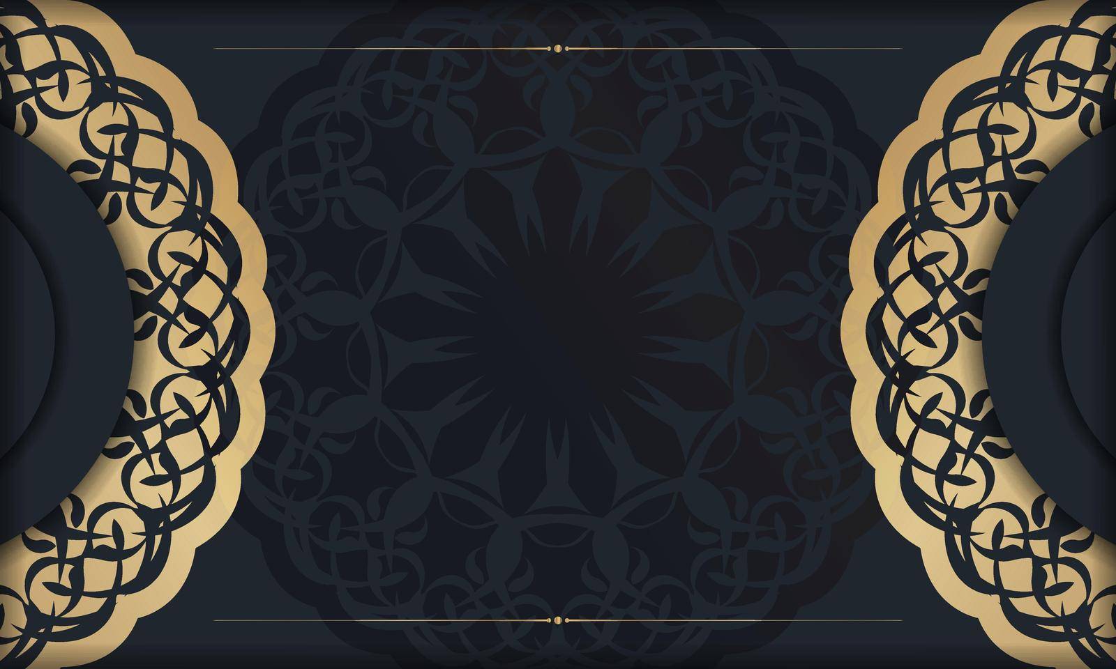 Black banner with luxurious gold ornaments and place for your text by Javvani