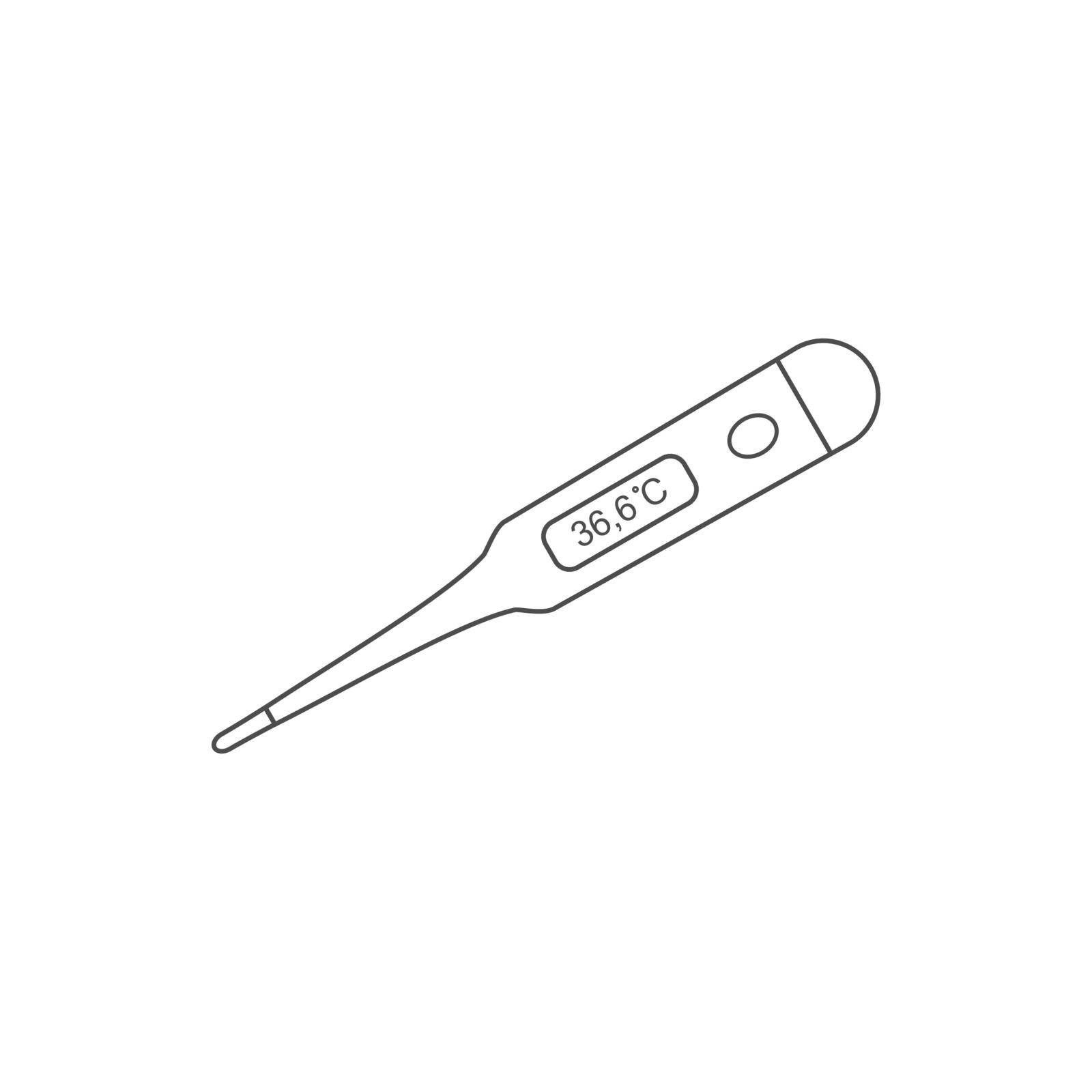 Medical thermometer icon. Vector illustration, flat design. by Vertyb