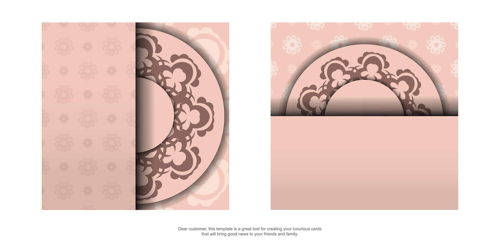 Leaflet in pink with Indian pattern is ready for print.