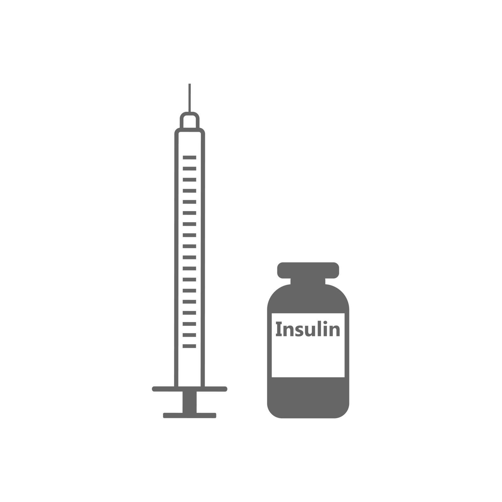 Insulin syringe icon. Vector illustration flat