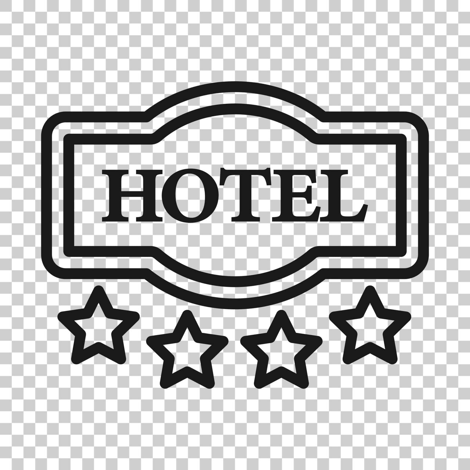 Hotel 4 stars sign icon in flat style. Inn vector illustration on white isolated background. Hostel room information business concept. by LysenkoA