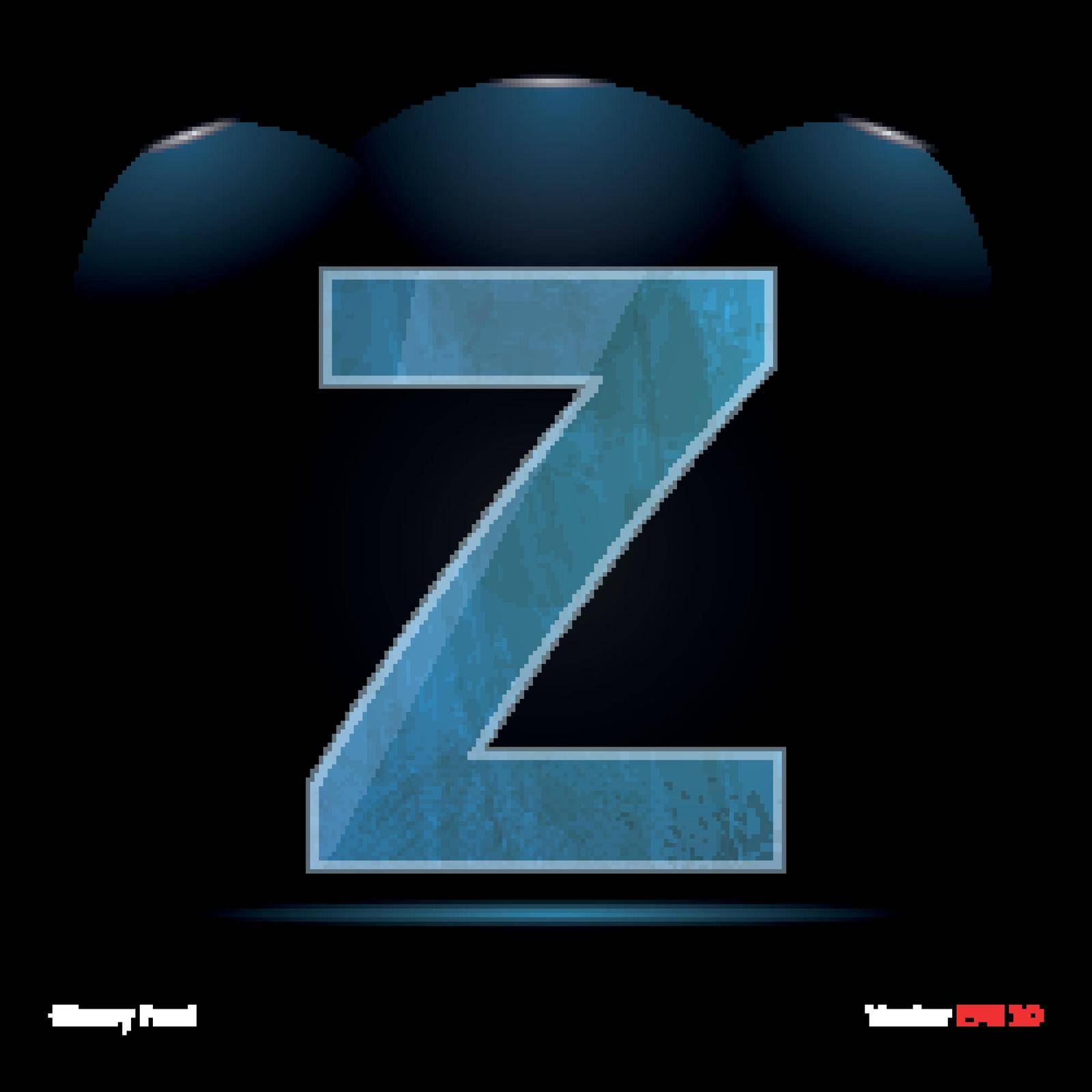 Glossy Grunge Font. Dark Vector Background. Letter Z