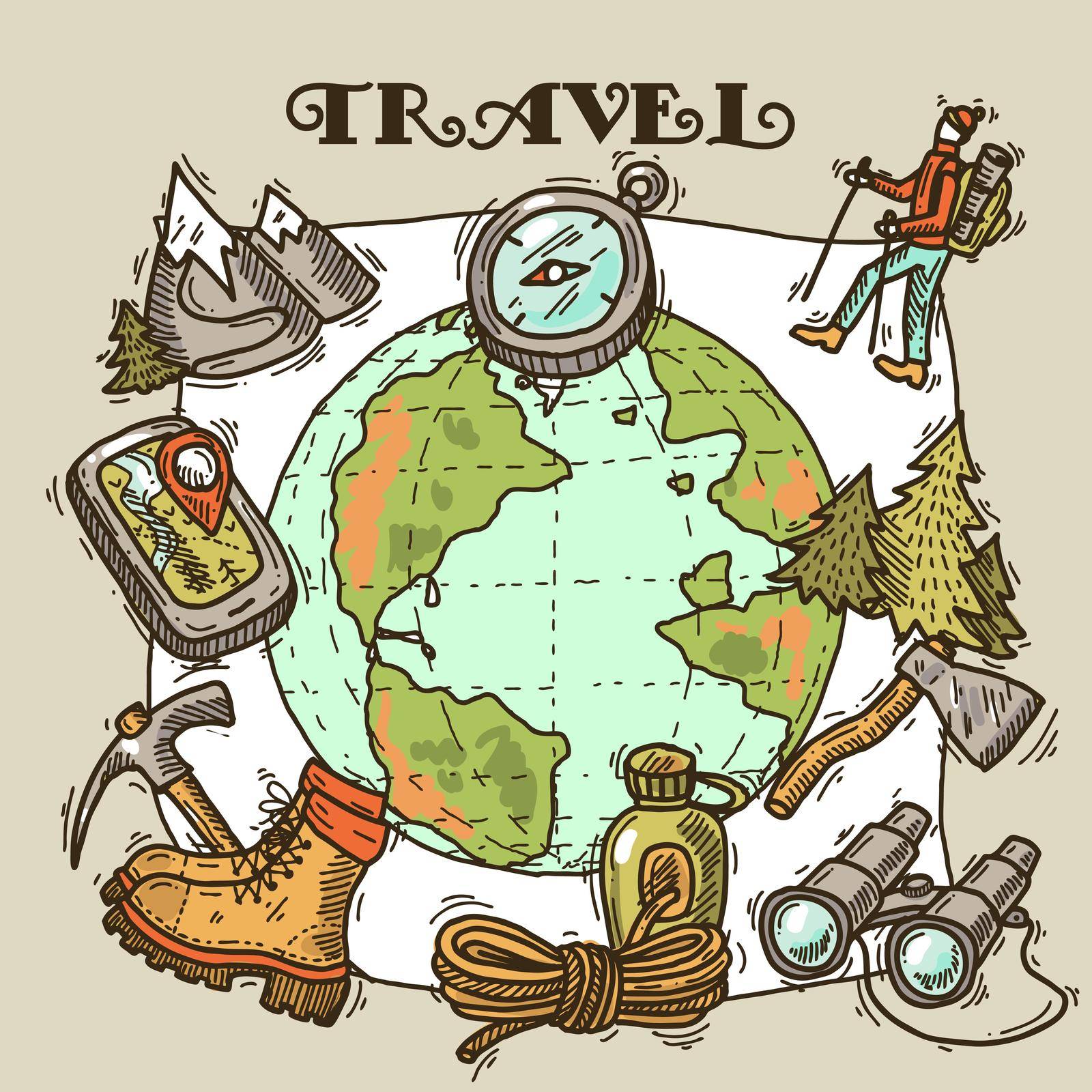 beautiful hand- drawn travel illustration